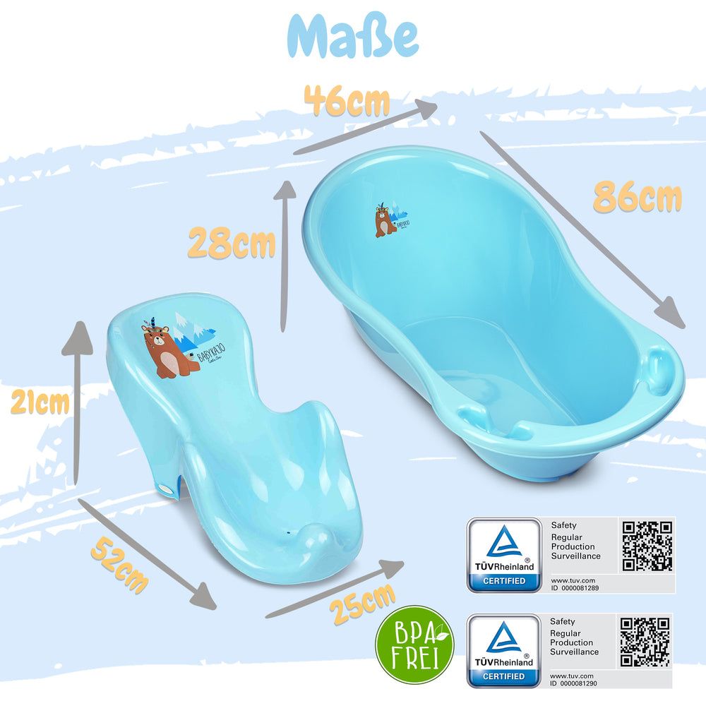Babykajo 7 Set Baby Badewanne mit Gestell + Sitz + Abfluss + Töpfchen + Hocker + Toilettentrainer