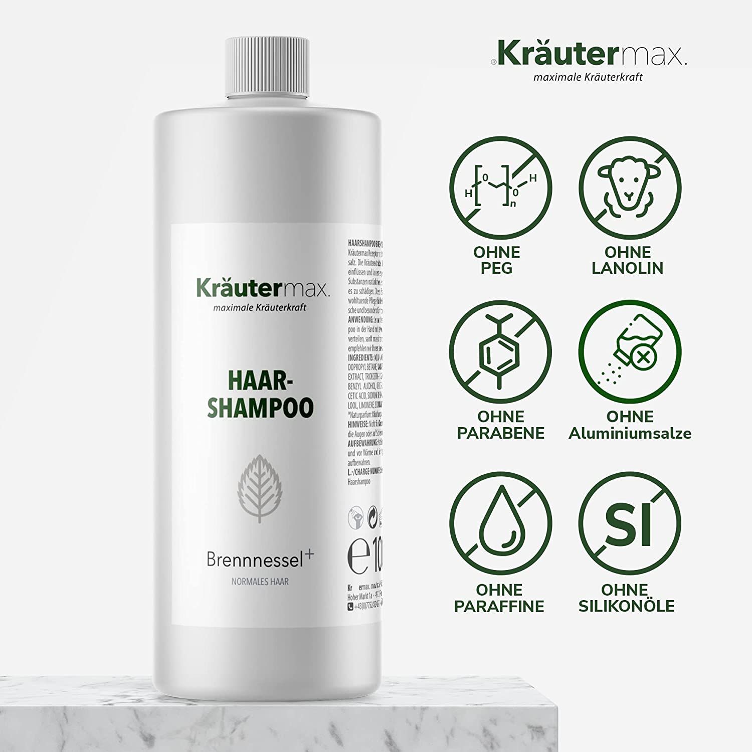 Kräutermax Haarshampoo Brennnessel plus Nachfüllung 1000 ml Shampoo