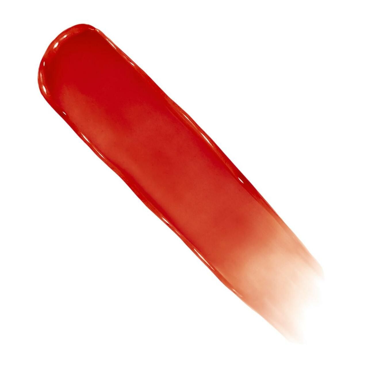 Roter Lippenstift-Abstrich. Farbverlauf von intensiv nach transparent.