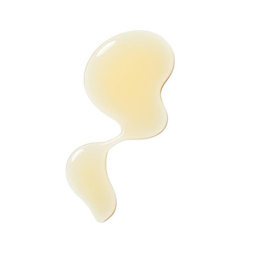 Gelartige Flüssigkeit, gelblich. Auf weißem Hintergrund. Form: Tropfen.