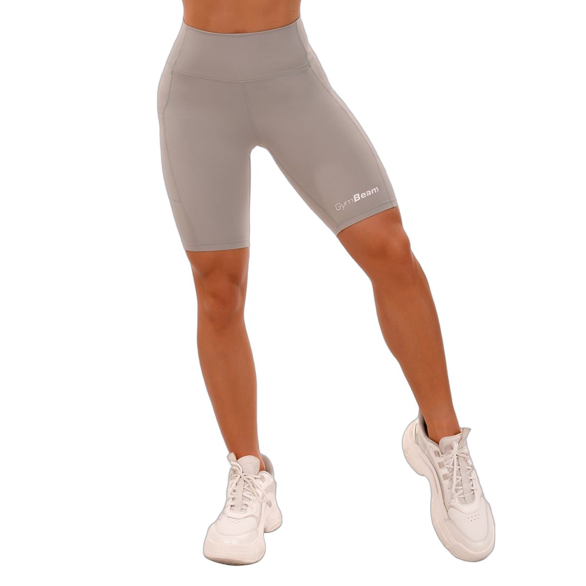 GymBeam Biker Shorts Damen Slim mit hoher Taille und Taschen in Grau
