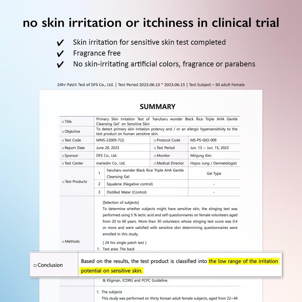 Zusammenfassung eines klinischen Tests. Enthält Informationen über die Ergebnisse und die Bewertung des Produkts.