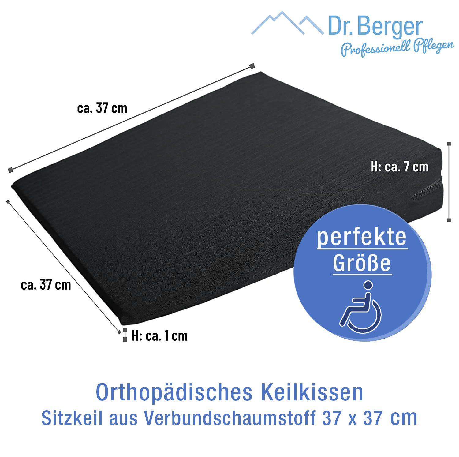 Original Dr. Berger Sitz-Keilkissen 37x37x7 cm Schwarz 1 St