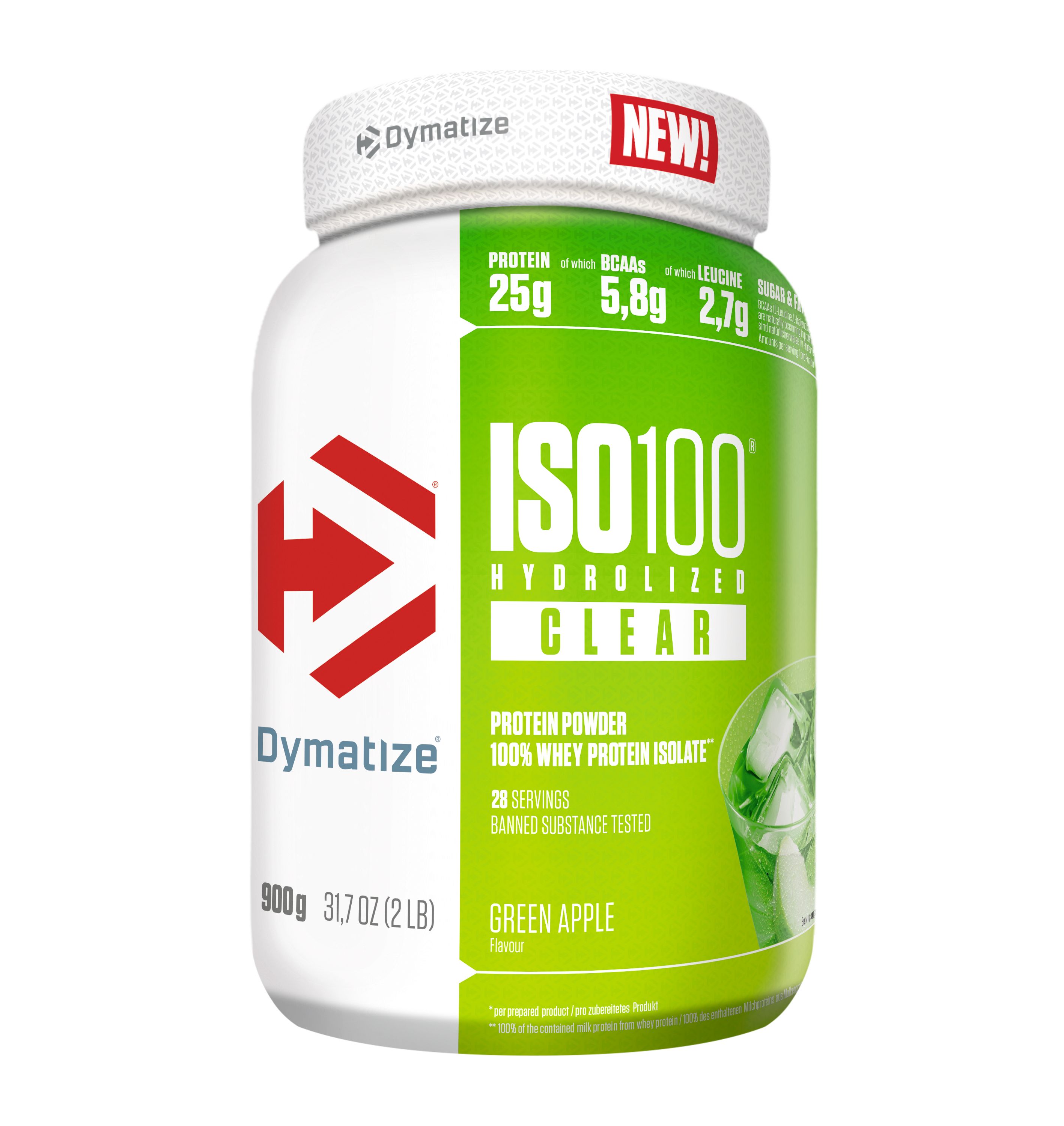 DYMATIZE Whey Protein Pulver Shake ISO 100 Hydrolyzed Clear Green Apple