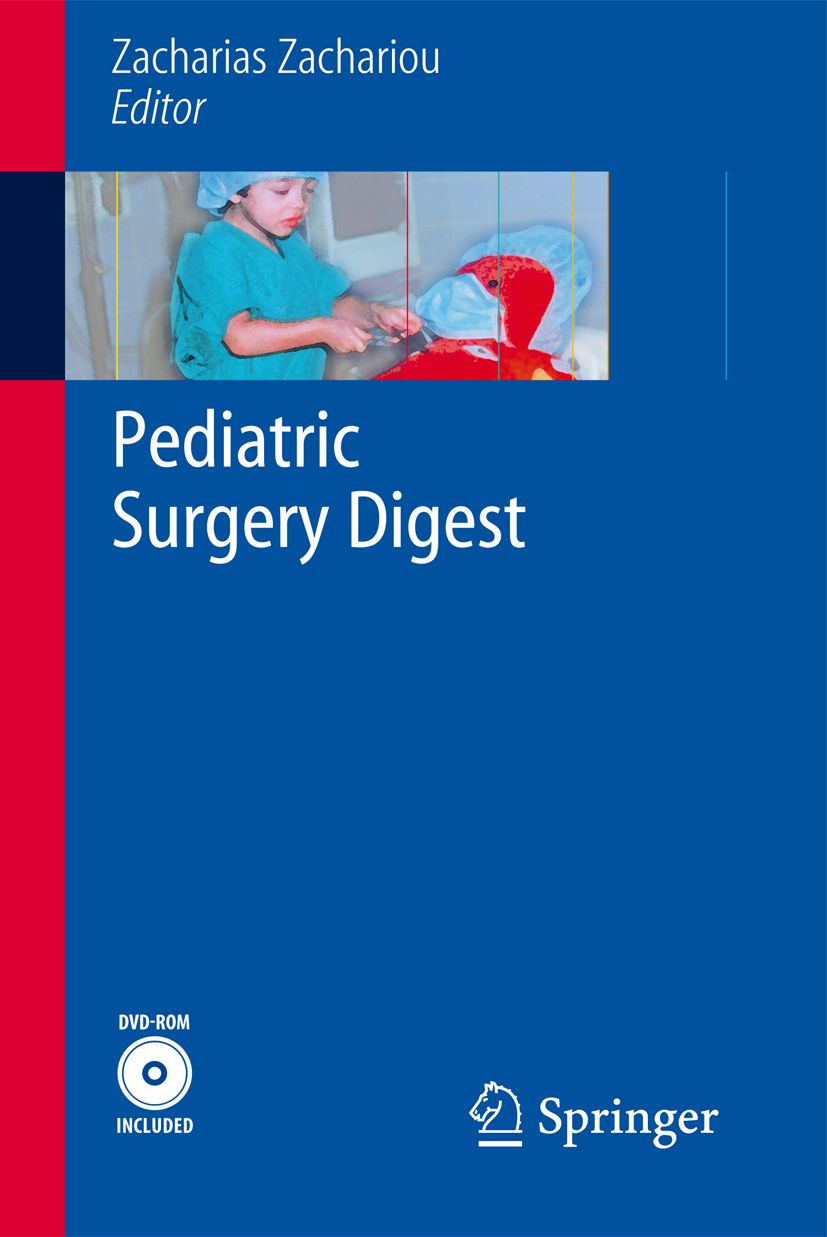 Buchcover mit Titel „Pediatric Surgery Digest“. Bild eines Kindes in OP-Kleidung. Logo Springer und DVD-ROM-Symbol.