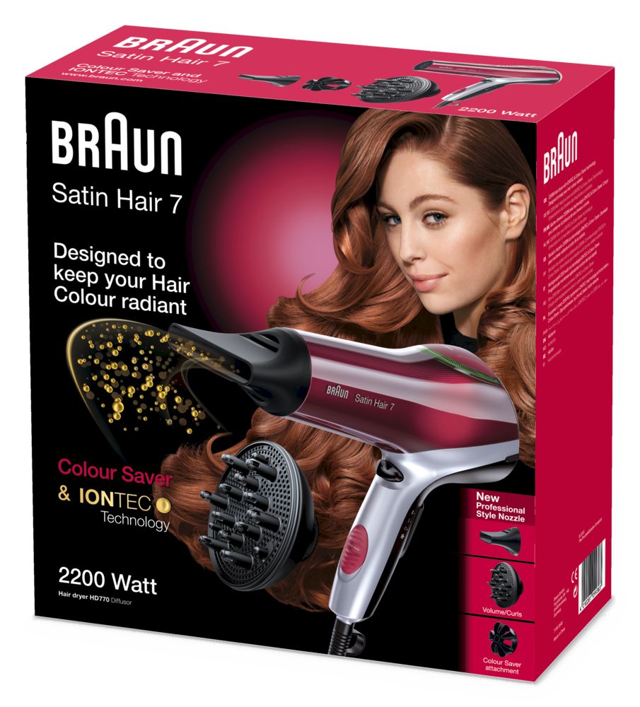 Braun - Föhn "Satin Hair 7 HD770" mit Color Saver und Diffusor Aufsatz