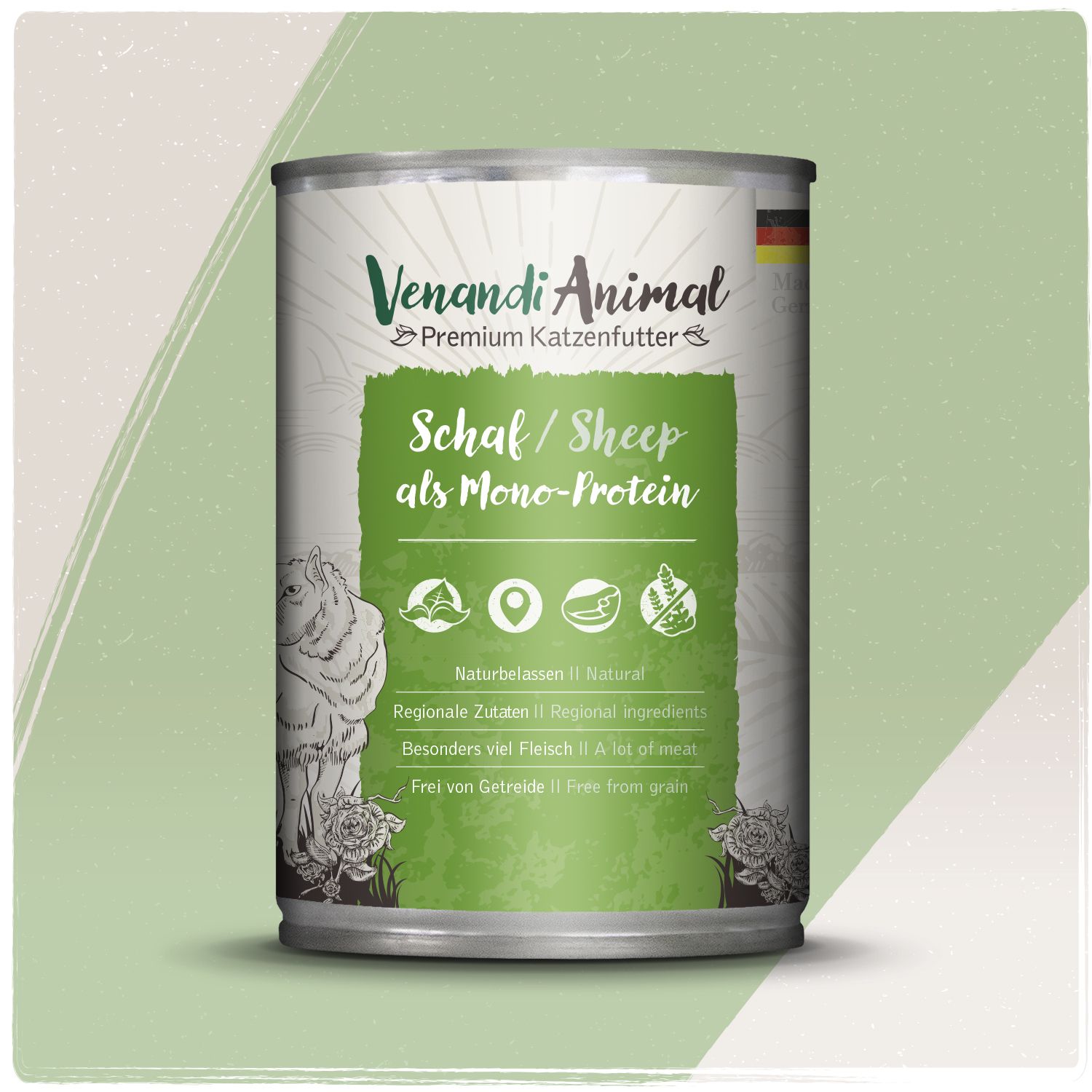 Venandi Animal Katzennahrung: Schaf als Monoprotein in der Dose. Naturbelassen, regionale Zutaten, getreidefrei.