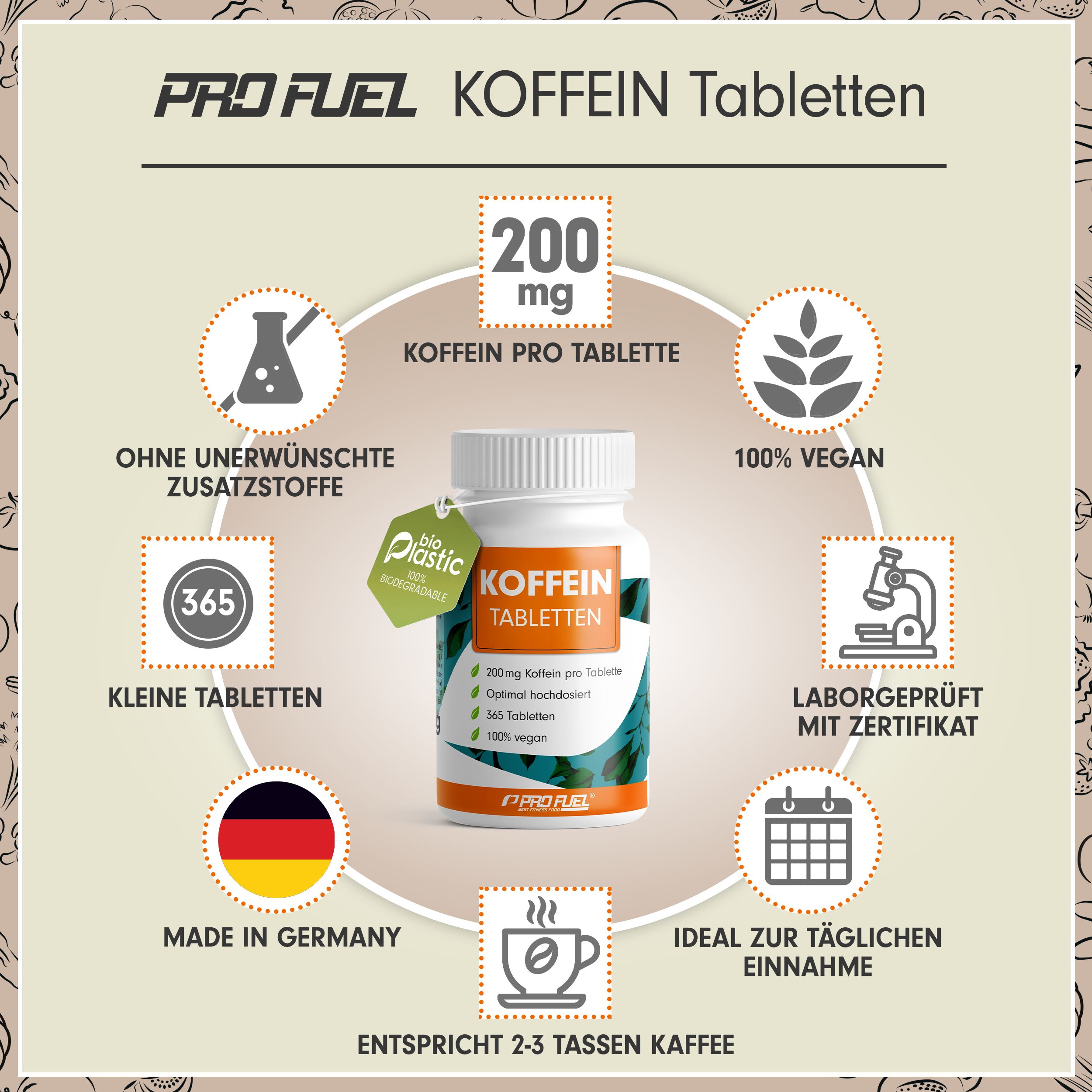 ProFuel Koffein Förderung der sportlichen Leistung mit Koffein 365 TABL