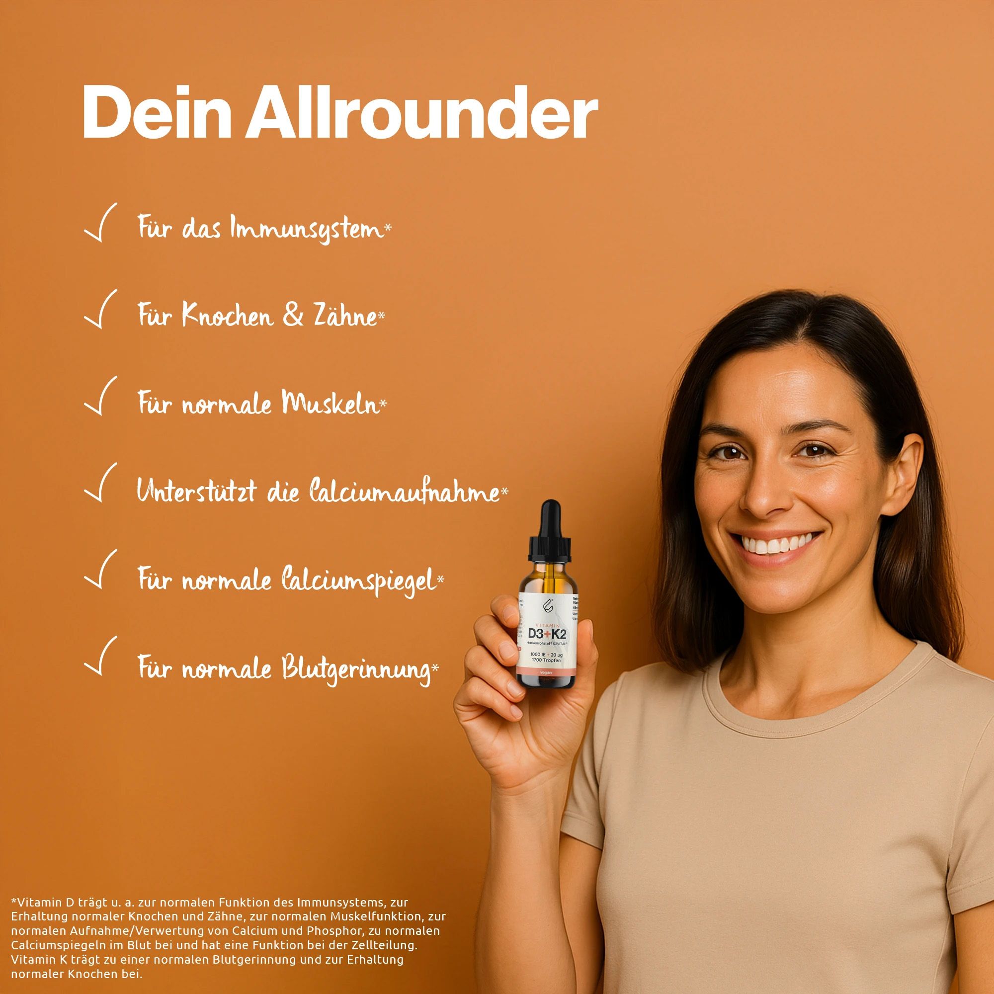 Vitamin D3 + K2 MK7 all trans 1.000ie + 20ug 1700 Tropfen Liquid
