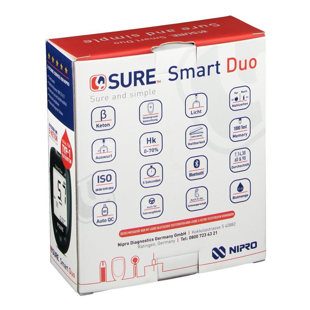 4SURE Smart Duo Blutzucker- und ß-Keton Messgerät mmol/L