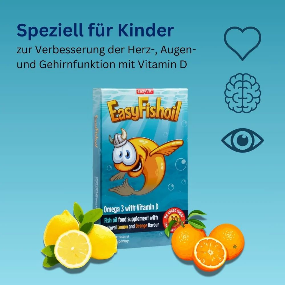 EasyFishoil - Omega 3 hochdosiert für Kinder mit Vitamin D 30 St Kaudragees