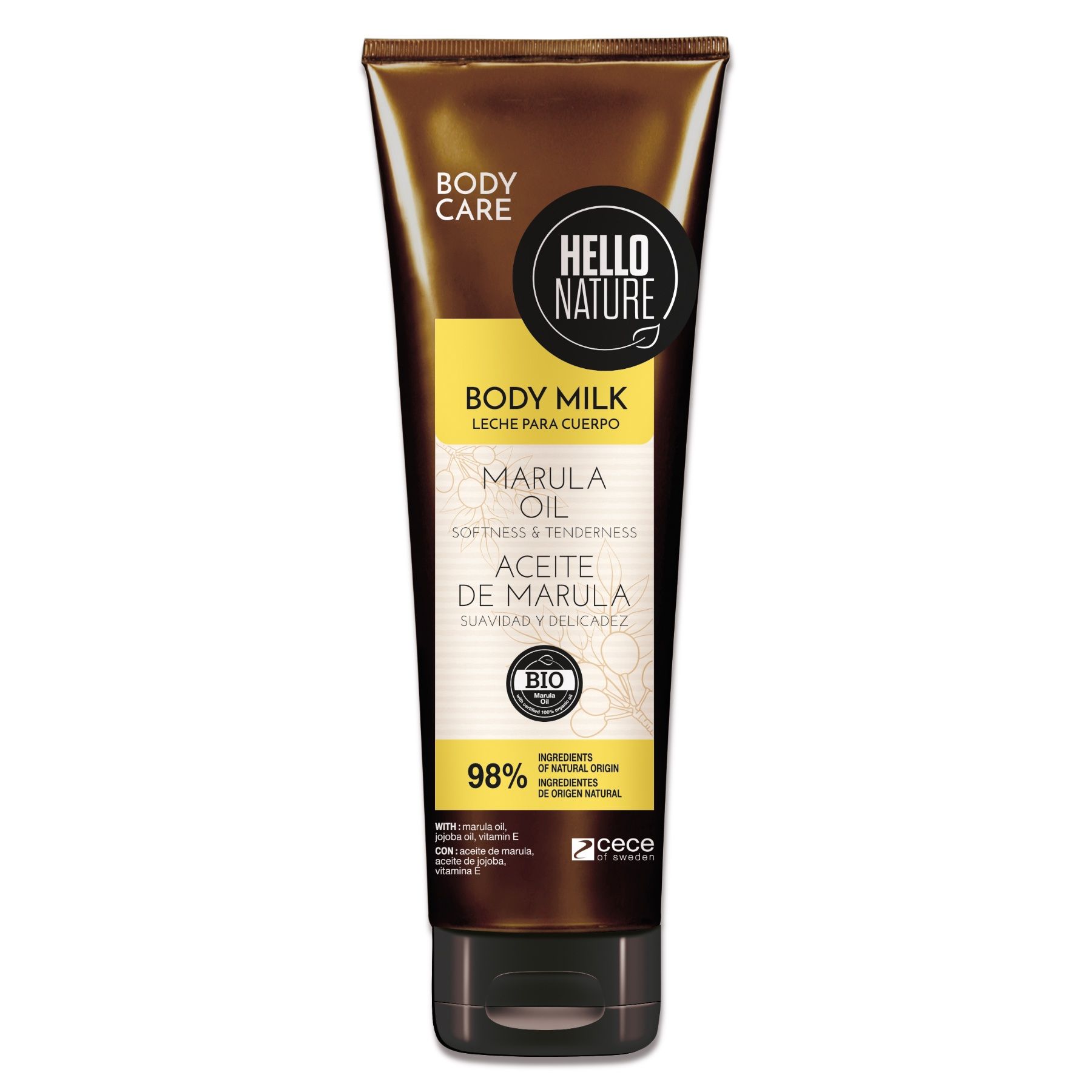 Hello Nature Tagescreme Body Milk Balm mit Marula Öl gegen trockene Haut 1x250 ml Körperlotion