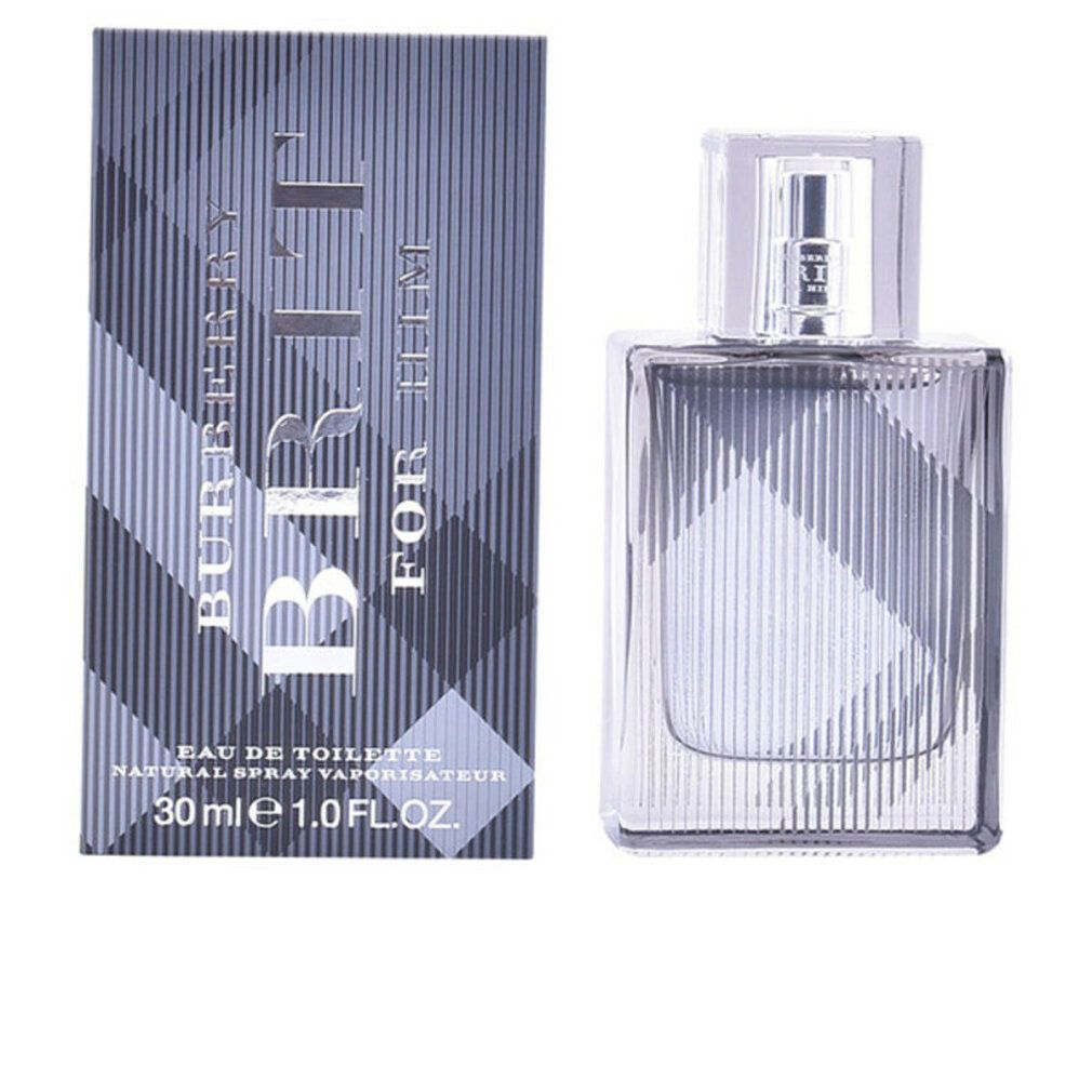 Burberry Brit For Him Eau de Toilette. Flakon und Verpackung mit Karomuster. 30 ml. Schriftzug auf der Verpackung.