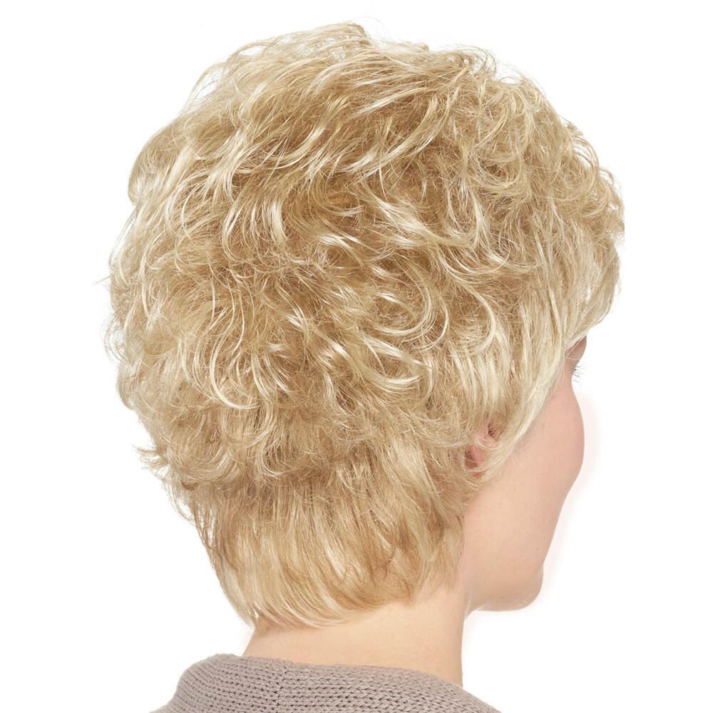 Perücke Mia von Lofty, blond, lockige kurze Frisur. Rückansicht.