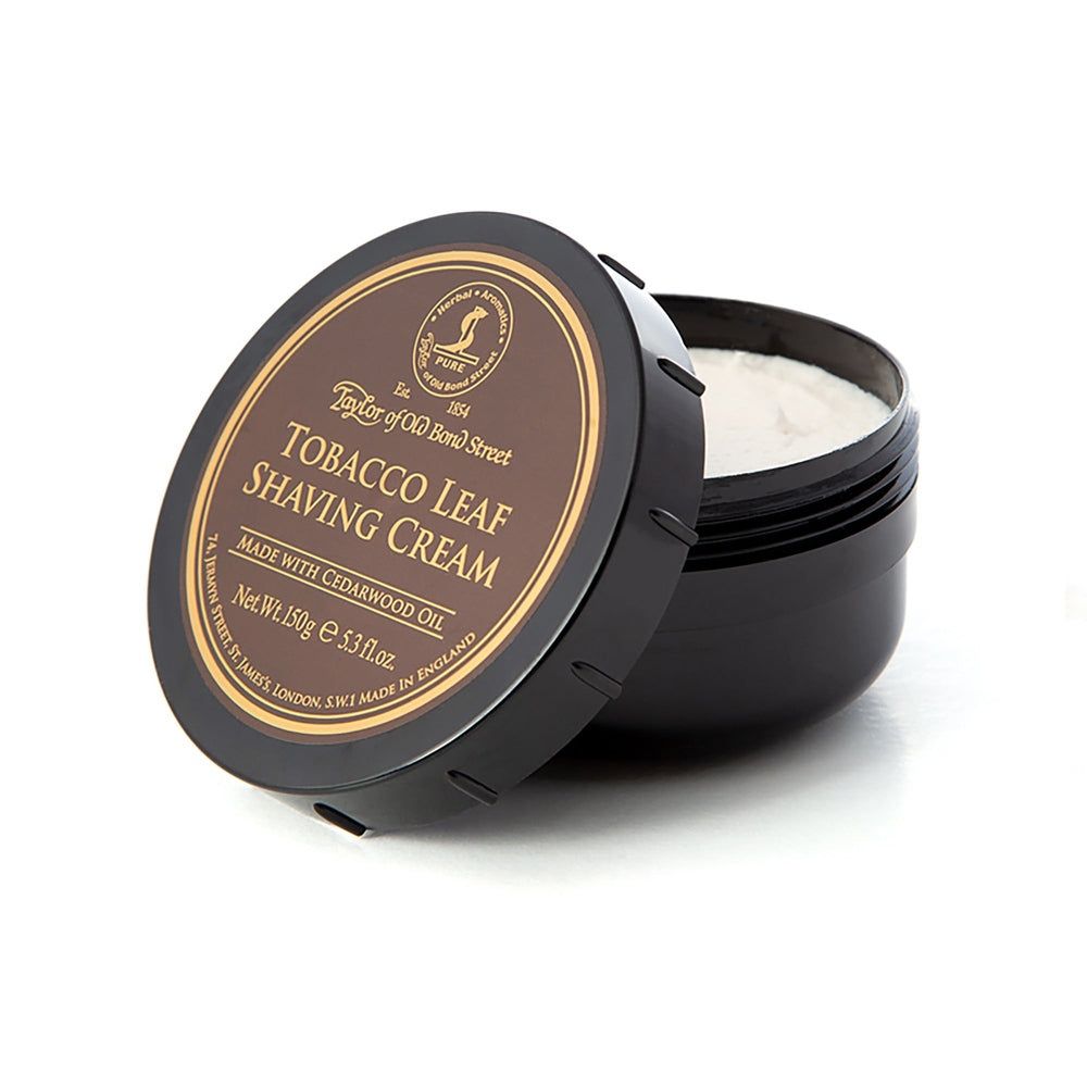 Taylor of Old Bond Street Tobacco Leaf Rasiercreme in schwarzer Schale, 150g.