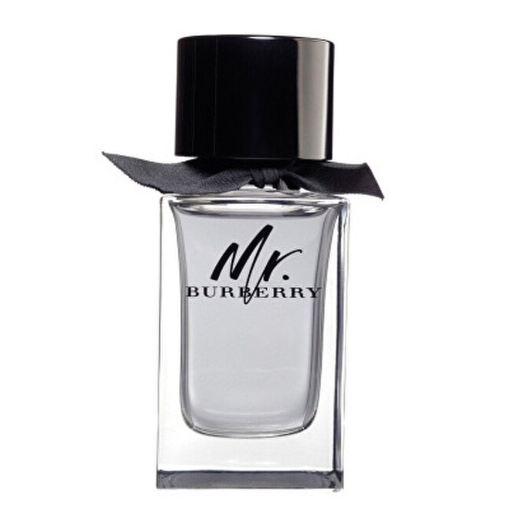 Flakon mit "Mr. BURBERRY"-Logo, schwarzem Verschluss und Schleife.