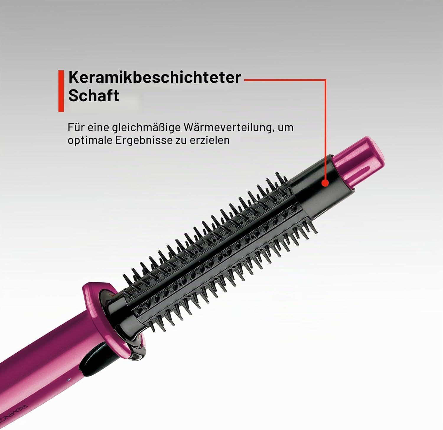 Lila Dampf-Rundbürste mit Keramikschaft.