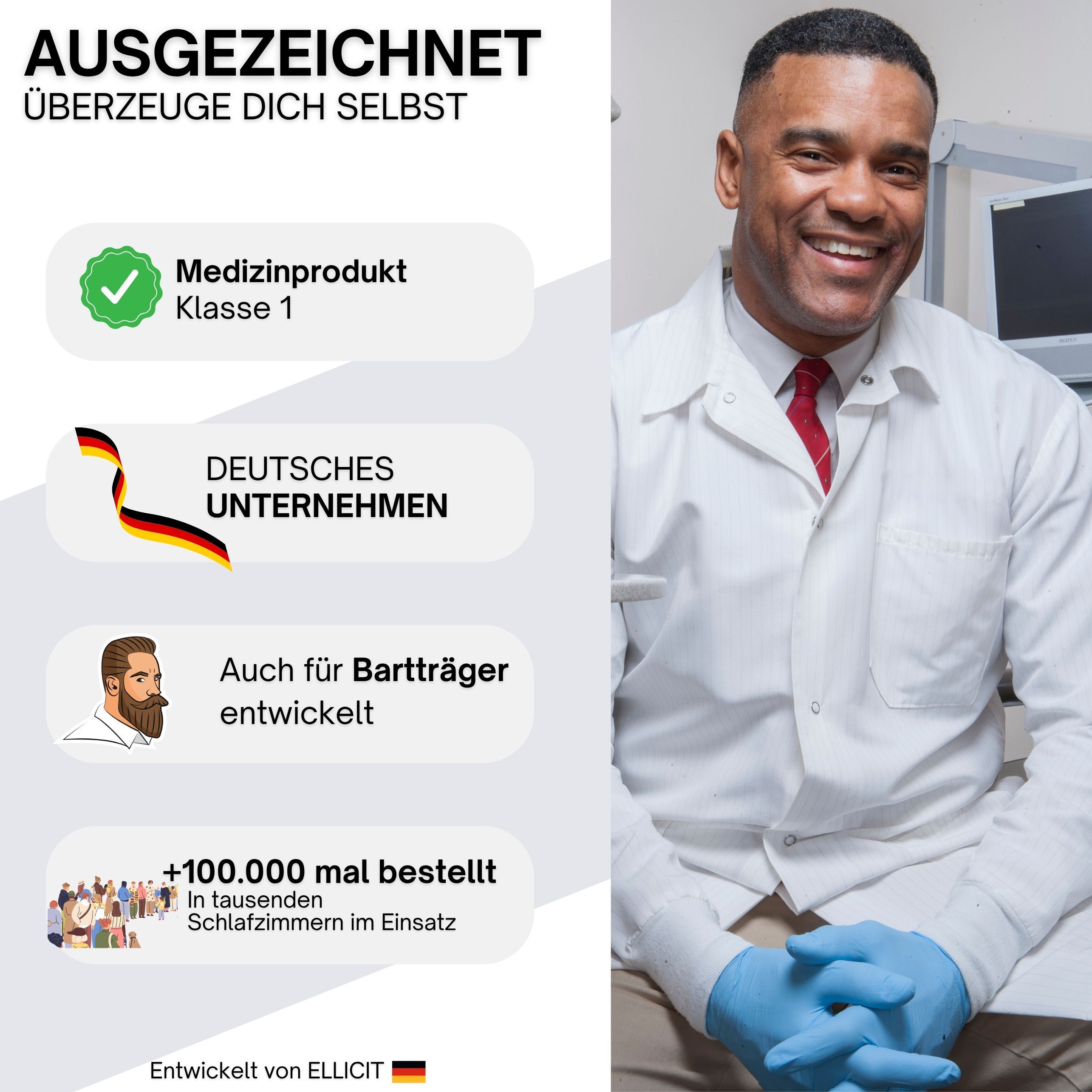 ELLICIT® Mundpflaster Schwarz, Universalgröße