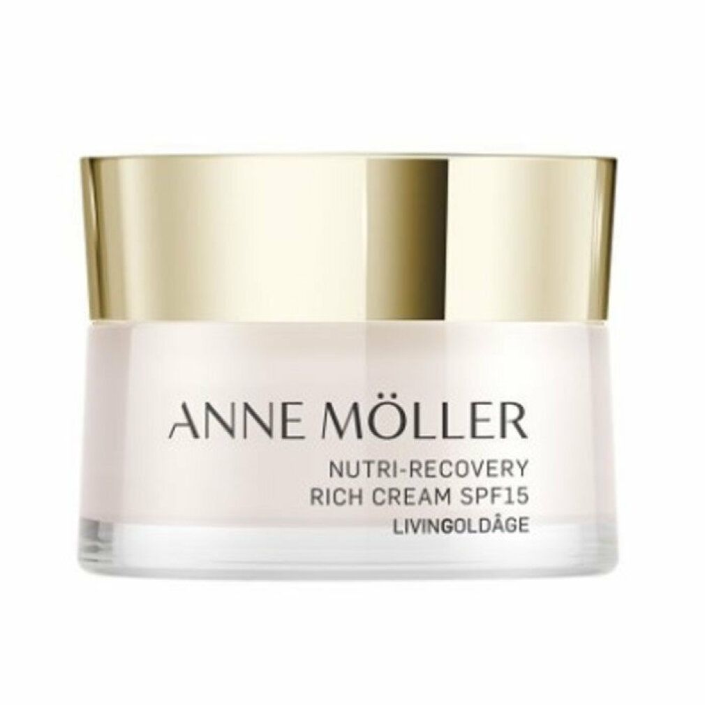 Anne Möller Nutri-Recovery Rich Cream SPF15 Glasbehälter mit goldenem Deckel.