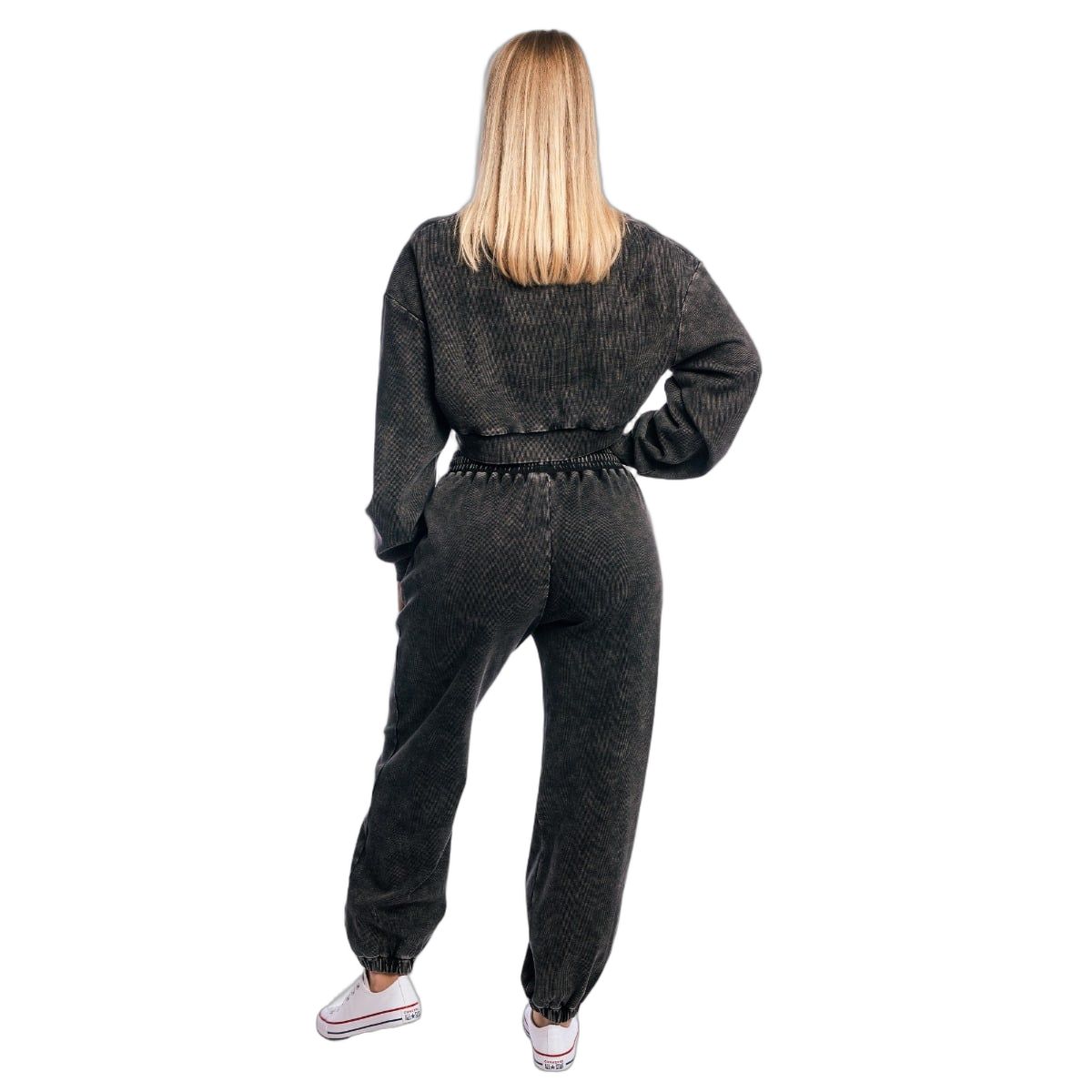 GymBeam Jogginghose Damen oversized mit hoher Taille Washed Black
