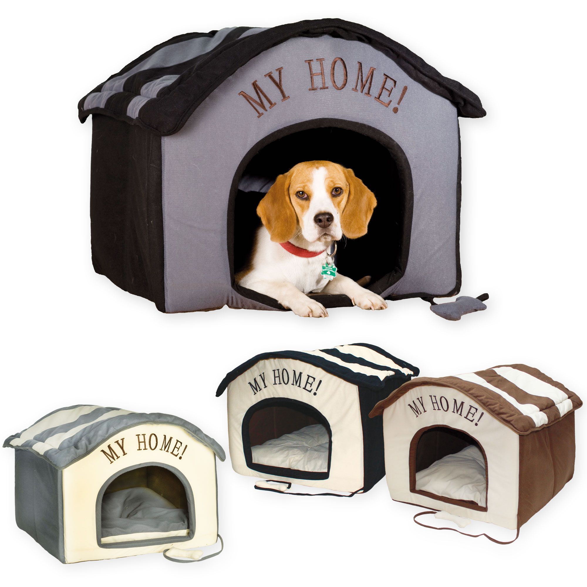 Hundehütte Indoor - idealer Reisebegleiter - zusammenlegbar - schwarz/beige