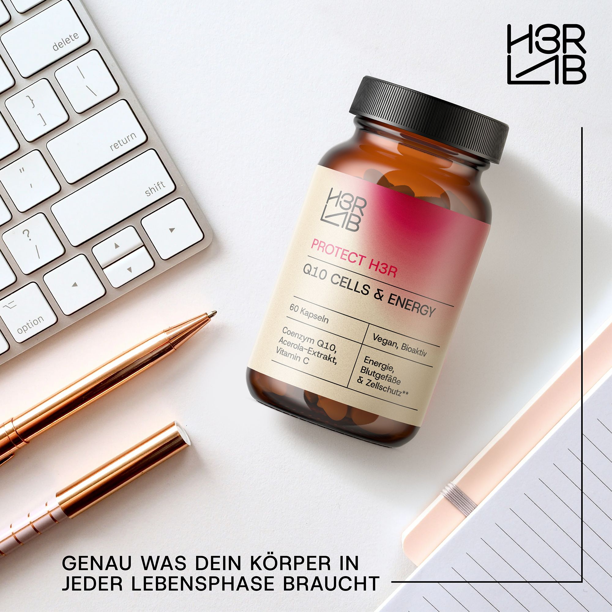 H3R LAB Q10 Cells & Energy – Coenzym Q10 & Vitamin E für Zellenergie & antioxidativen Schutz