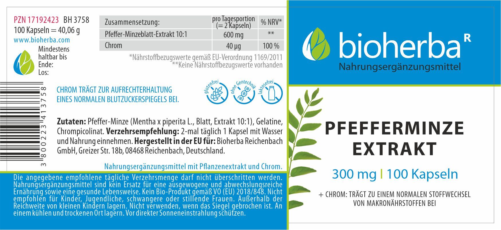 Bioherba Pfefferminze Extrakt Kapseln