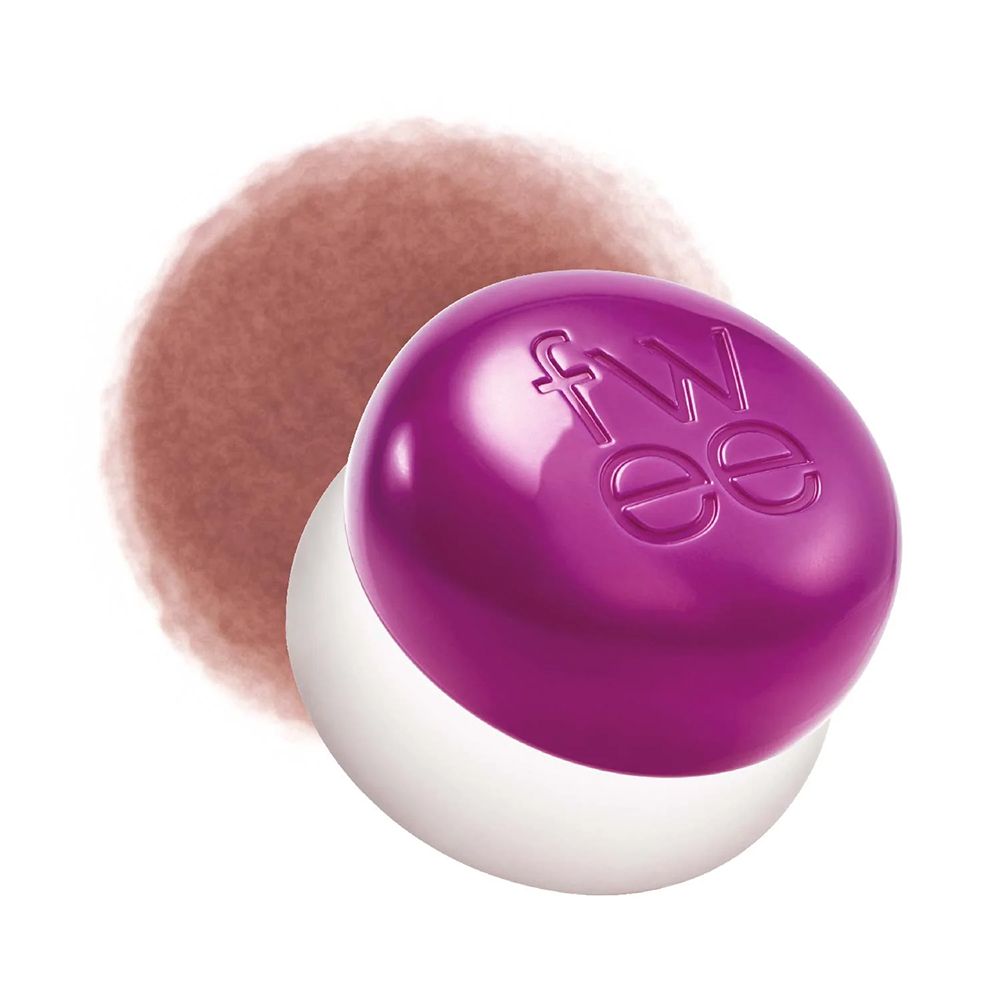 Lila und weißer Pudertiegel mit dem Logo 'fwee'.