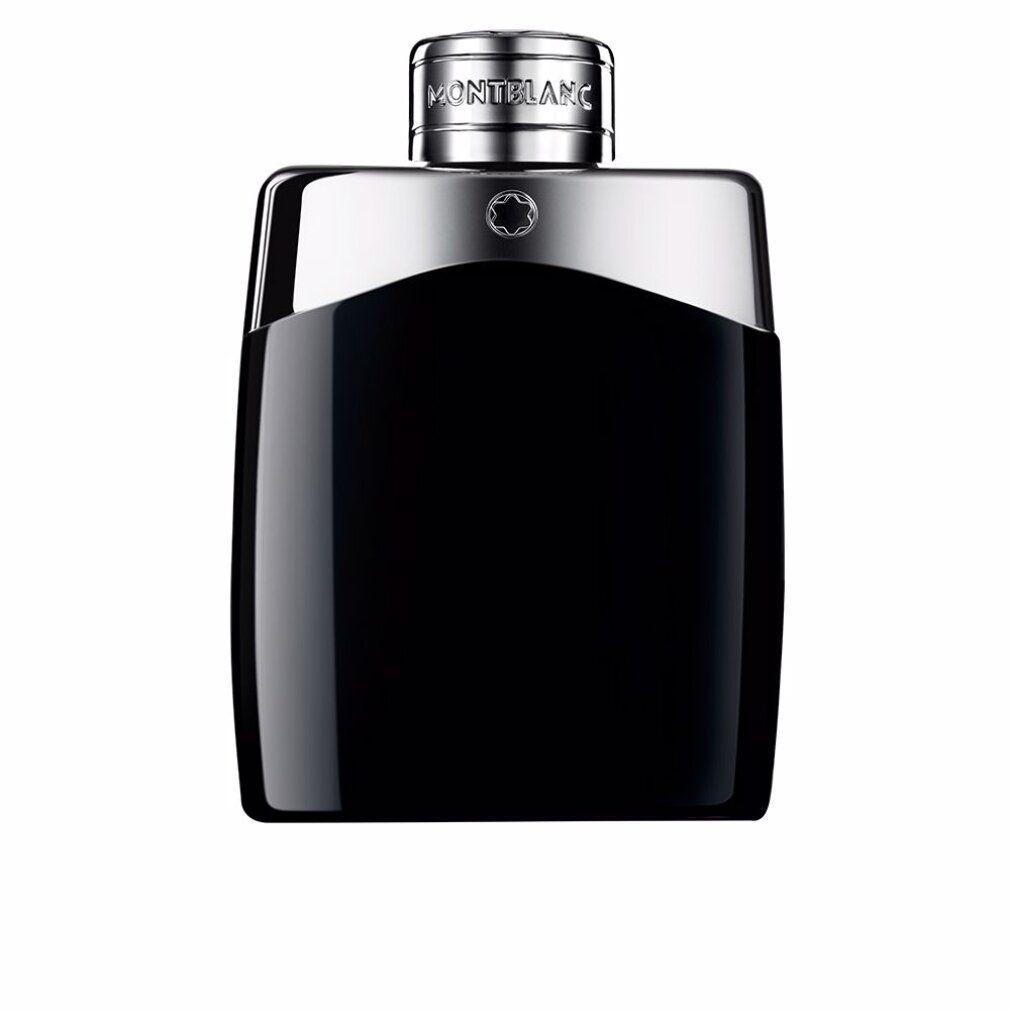 Schwarzer Flakon mit silberner Kappe. Aufschrift: MONTBLANC. Logo. Eau de Toilette.