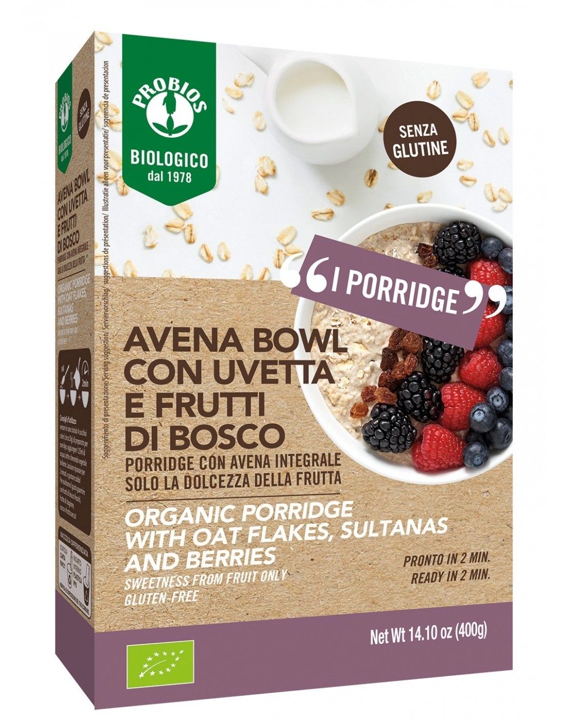 Fiocchi Avena Bowl con Uvetta e Frutti di Bosco Senza Glutine - Probios