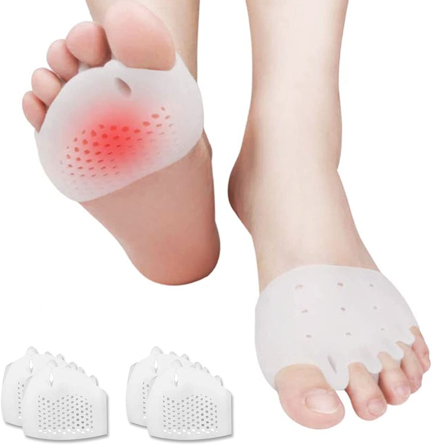 COOL-i Vorfußpolster aus Silikon, weich & rutschfest, Ballenschutz für Damen Herren, 4 Stück 1 Pc Einlegesohlen