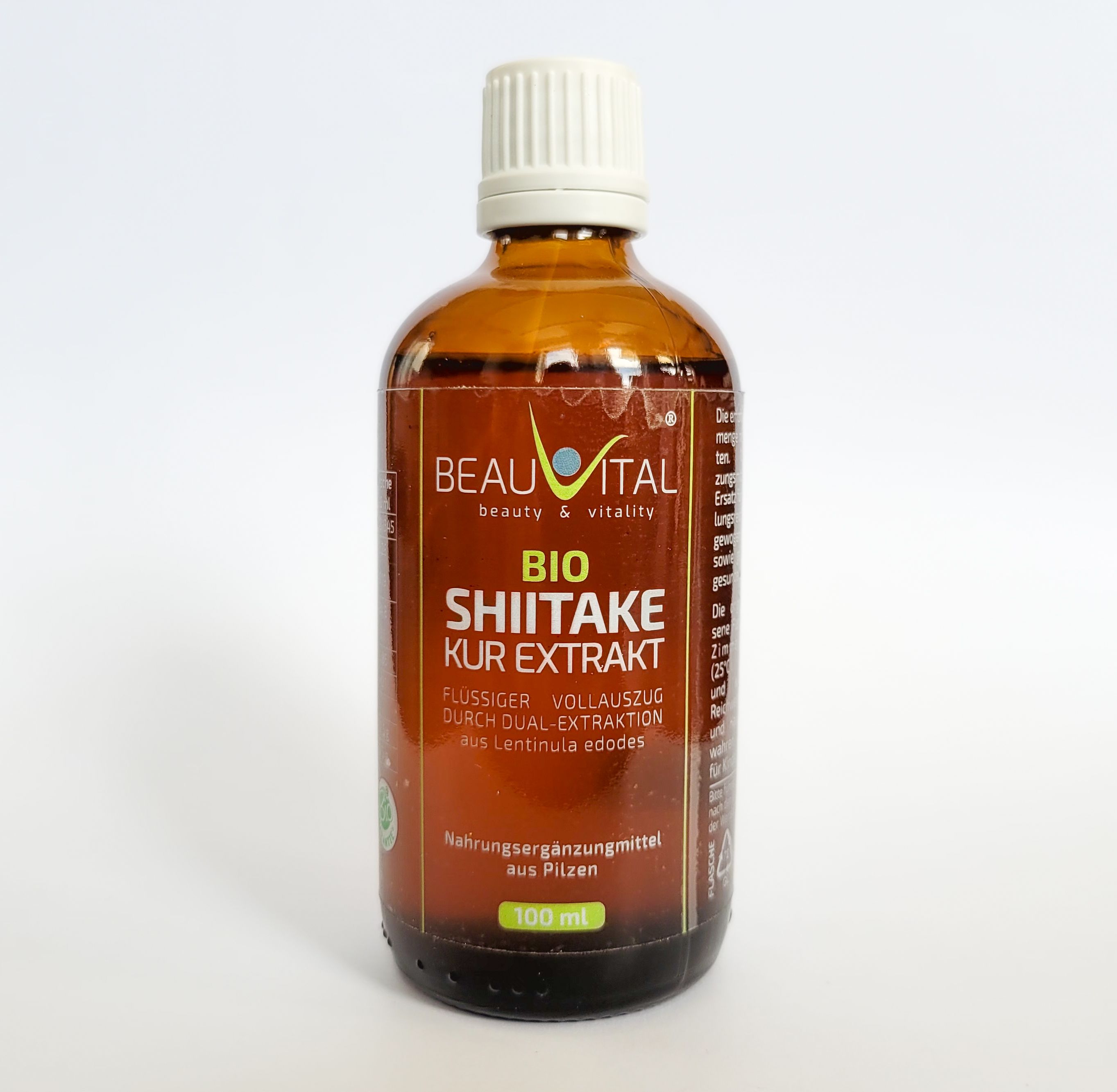 BEAUVITAL® Bio Shiitake Kurextrakt | Flüssiger Vollauszug durch Dual-Extraktion