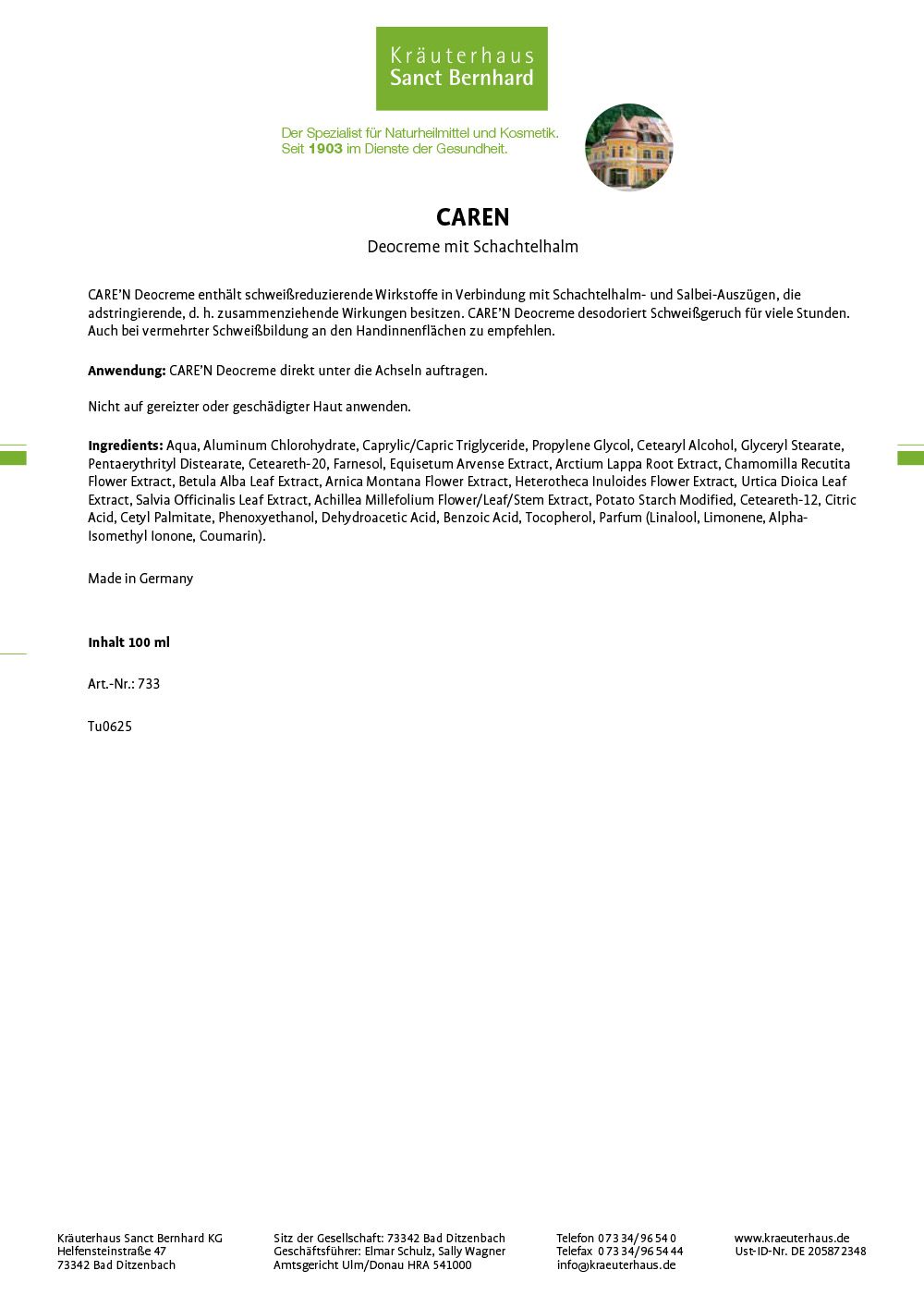 Sanct Bernhard CAREN Deocreme