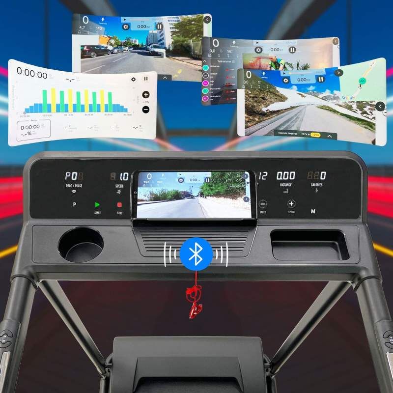 aktivshop Laufband mit Motor: Klappbares Laufband mit Hydraulikfaltsystem für zuhause, Indoortrainer