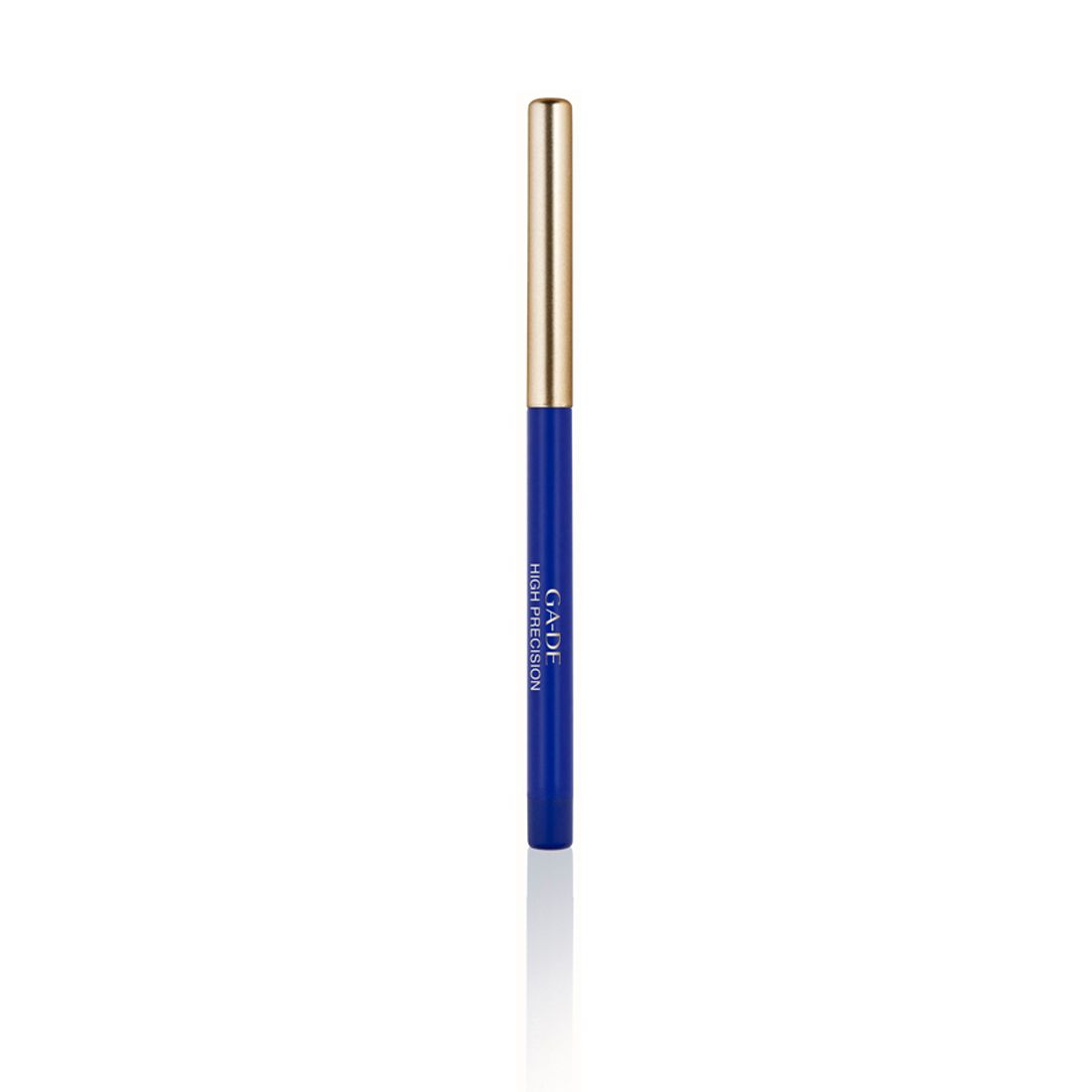 Blauer Eyeliner mit goldener Kappe. Aufschrift: GA-DE High Precision.