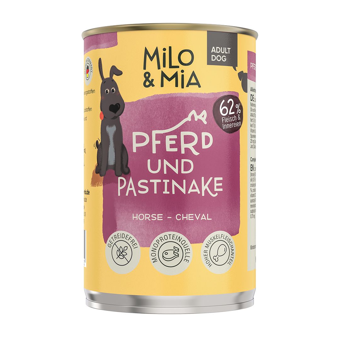 Milo & Mia - Premium Nassfutter für Hunde - Pferd & Pastinake