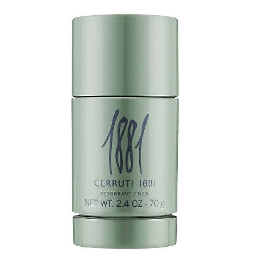 Hellgrüner Deodorant-Stick. Aufschrift: 1881, Cerruti 1881, Deodorant Stick, NET WT. 2.4 OZ - 70 g.