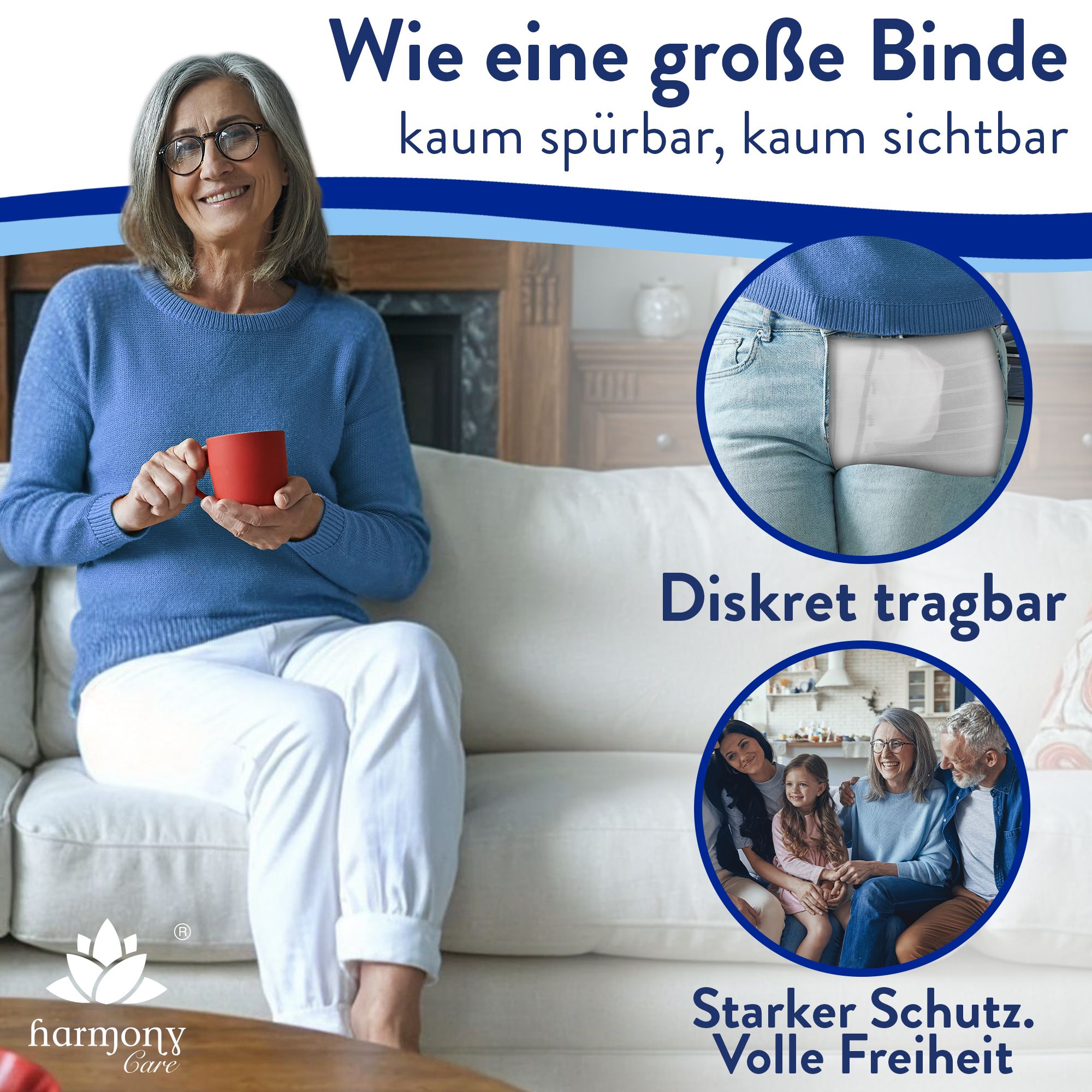 Harmony Care® Form Maxi+ - saugstarke Inkontinenzvorlagen Unisex – anatomisch geformte Vorlagen bei