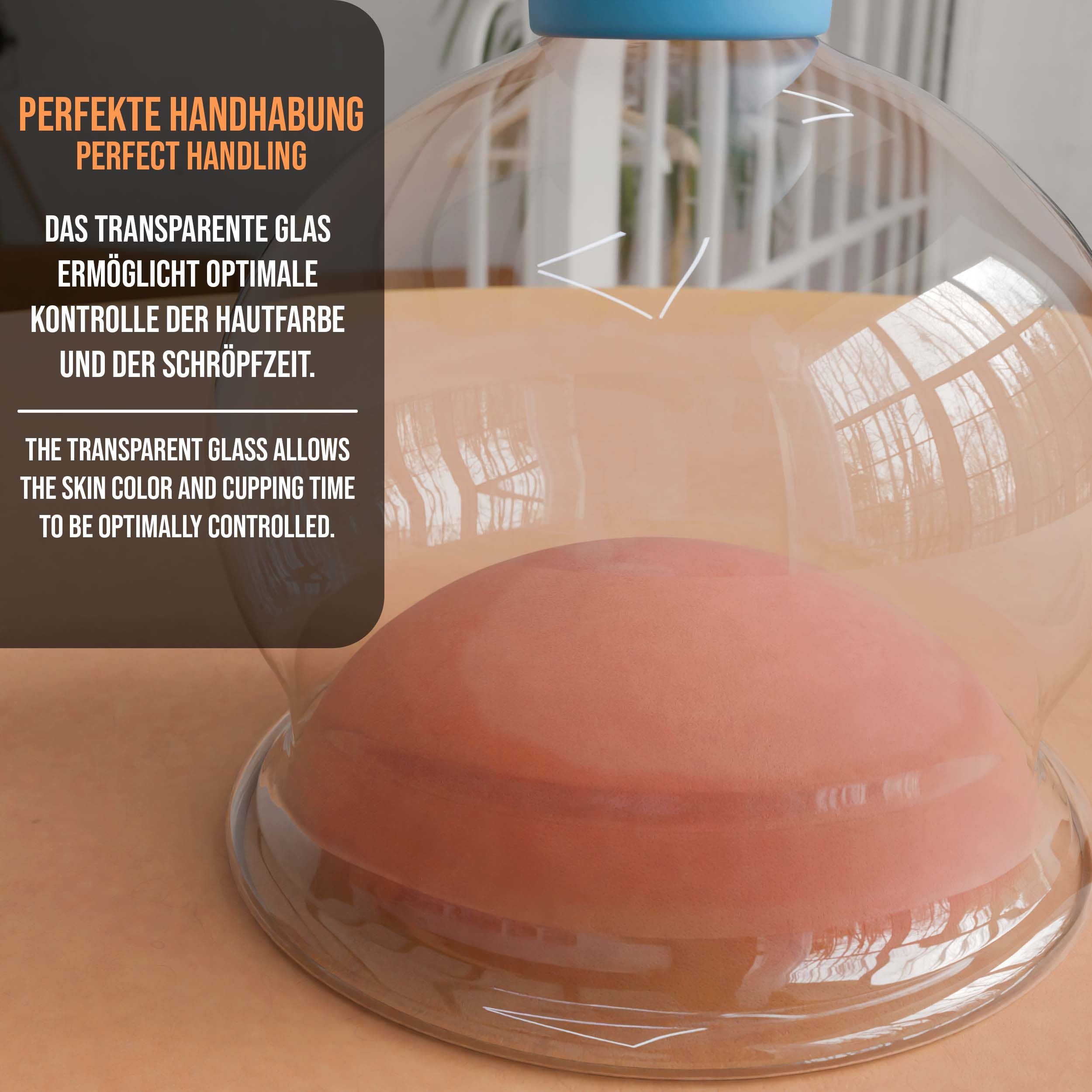 Pulox Schröpfglas aus Echtglas mit Saugball - 52mm in Blau