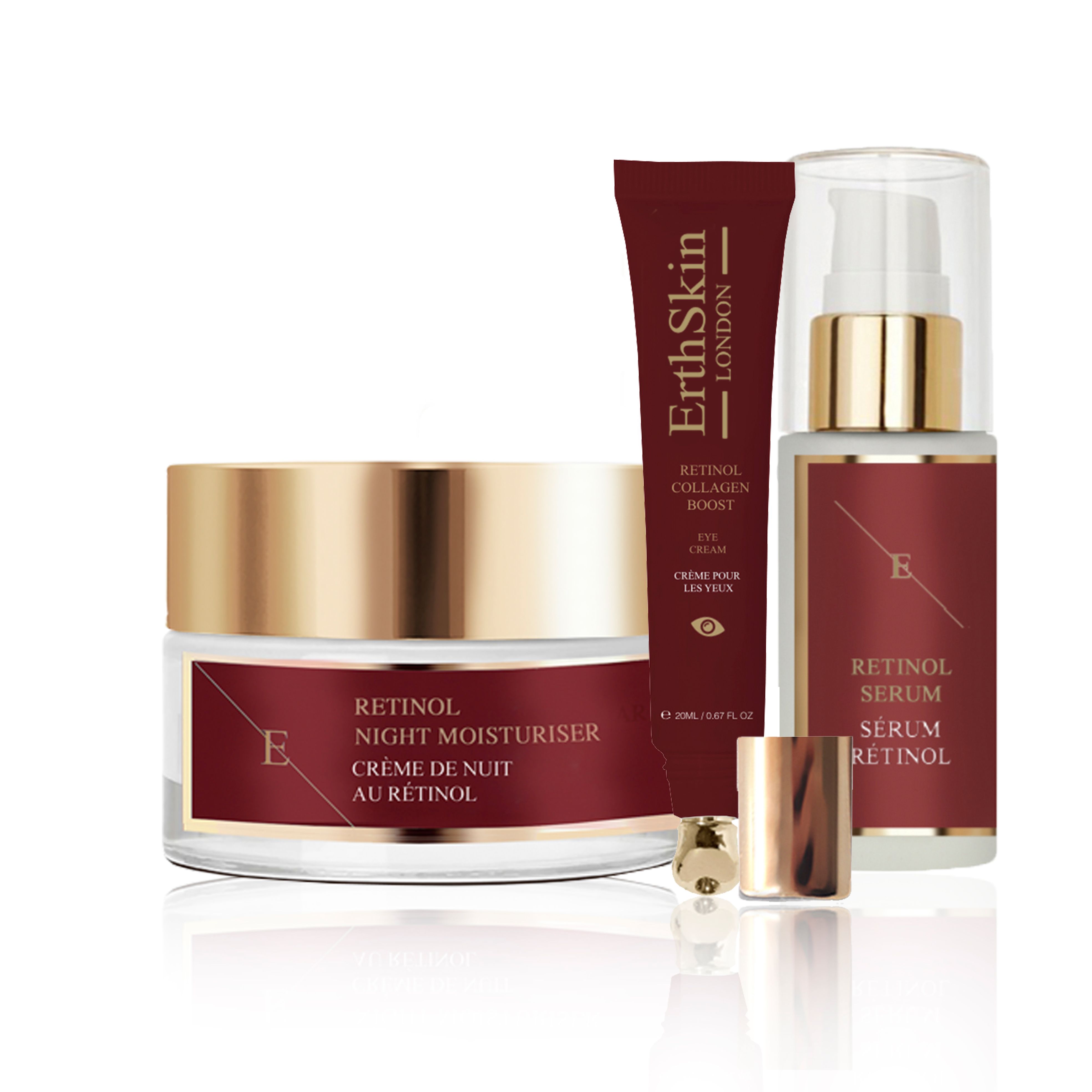 ErthSkin London Retinol augcreme + retinol feuchtigkeitscreme + retinol   Serum set