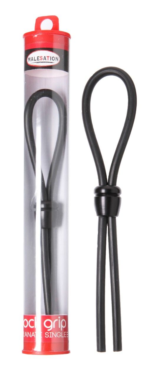 Schwarzer Cock-Grip, teilweise in transparenter Verpackung. Produktname und Marke sichtbar. Einzelnes Produkt.