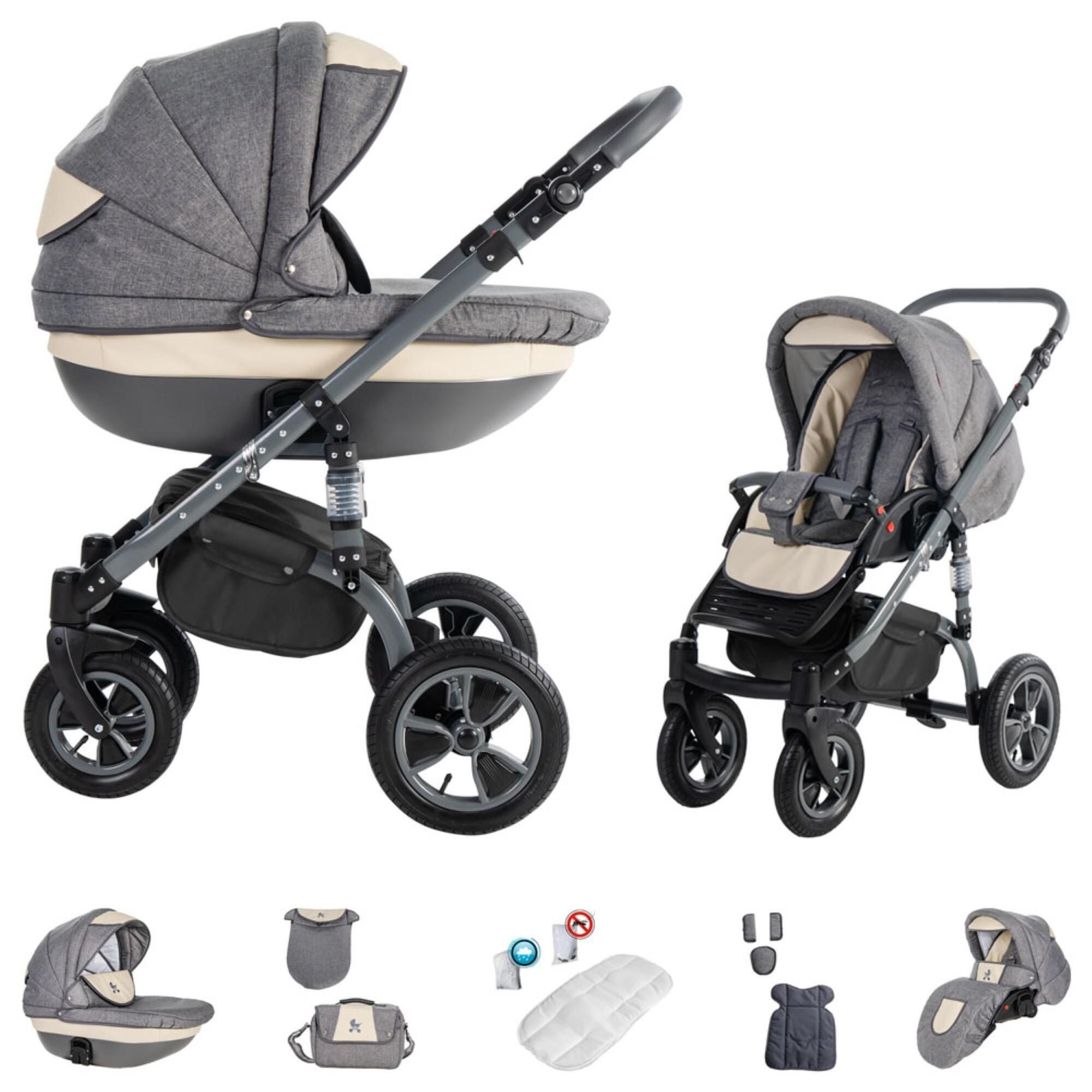 Friedrich Hugo Greyline 2 in 1 Kinderwagen, Cream