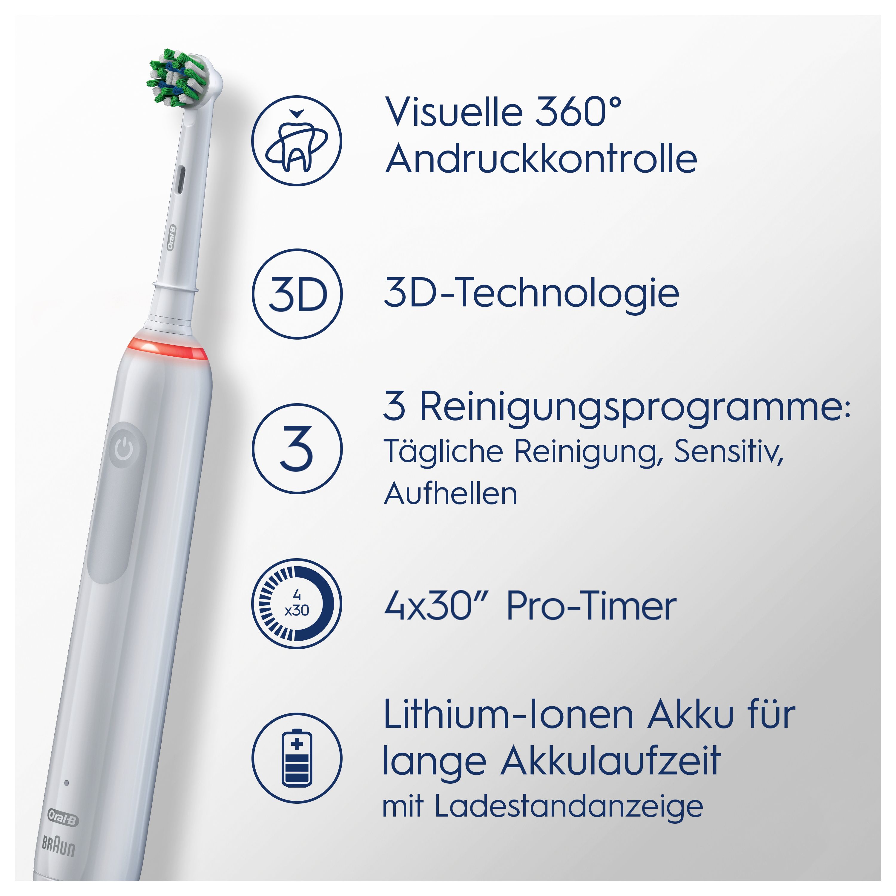 Oral-B - Elektrische Zahnbürste "Pro 3  - Cross Action" in White