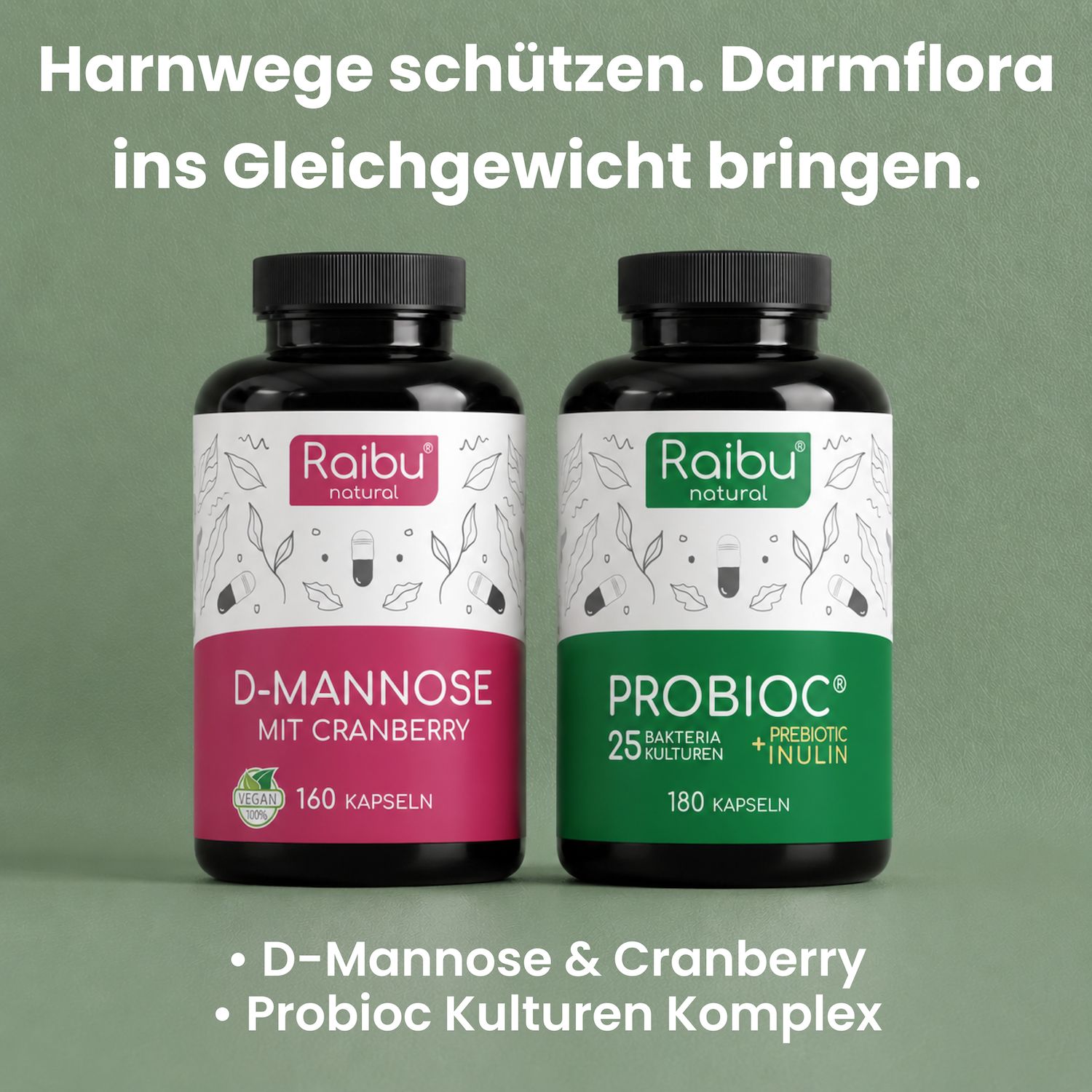 RAIBU Harnwege & Darmflora Duo - D-Mannose Cranberry + Probioc