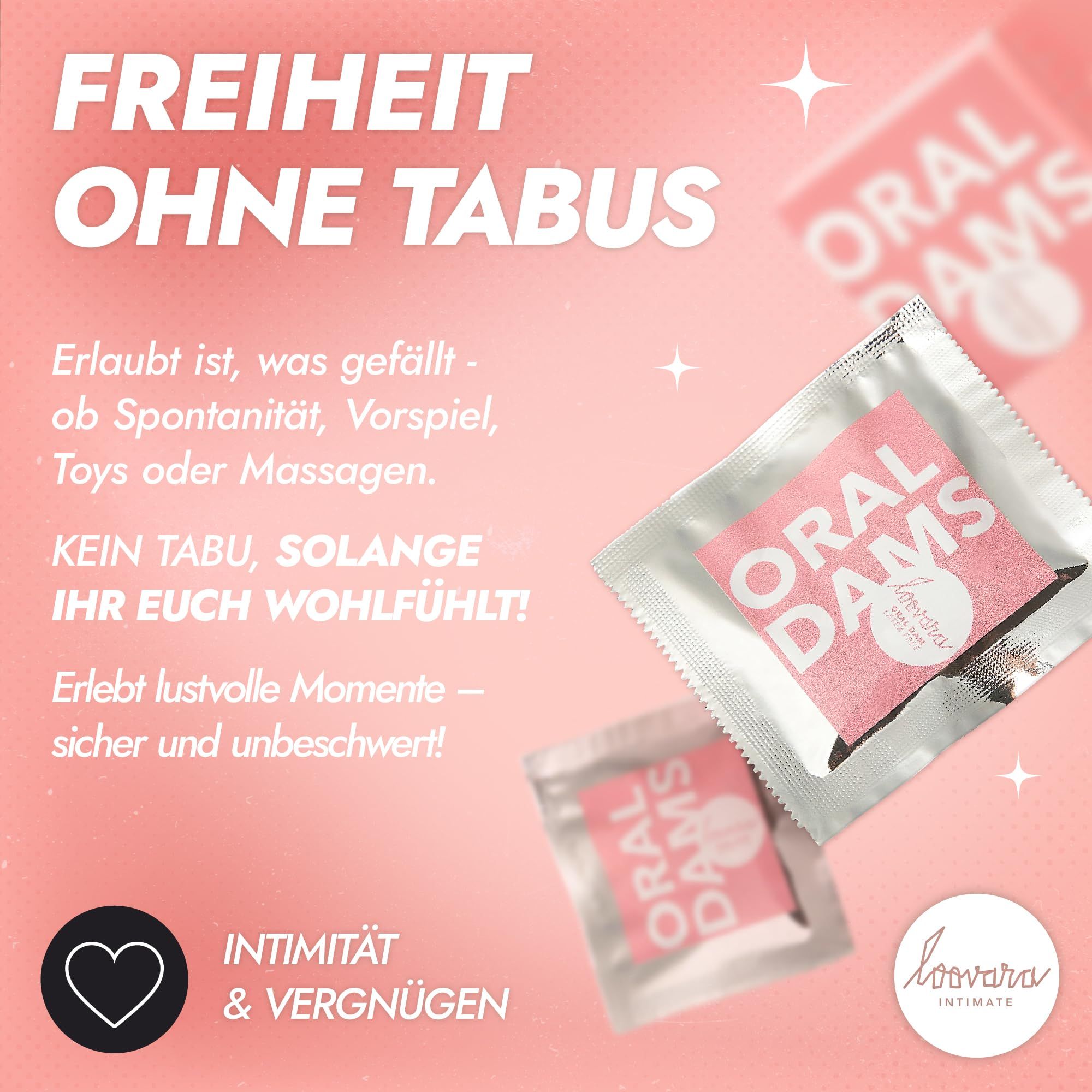 Loovara Oraltücher Schutztücher latexfrei 18 Stück - ORAL DAMS LATEX FREE -  Ultra-dünn, Vegan