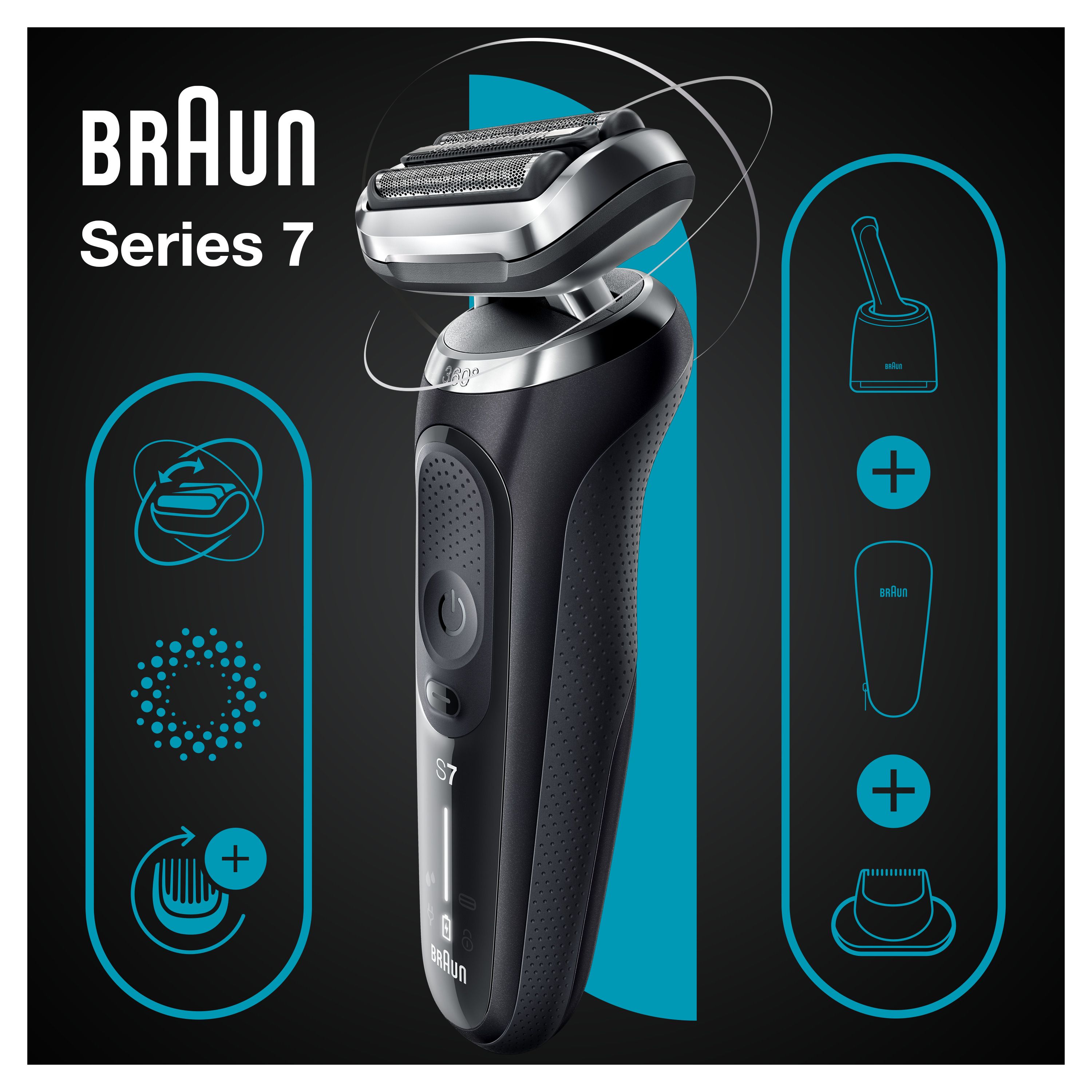 Braun - Elektrischer Rasierer für Männer "Series 7 70-N7200cc" in Schwarz