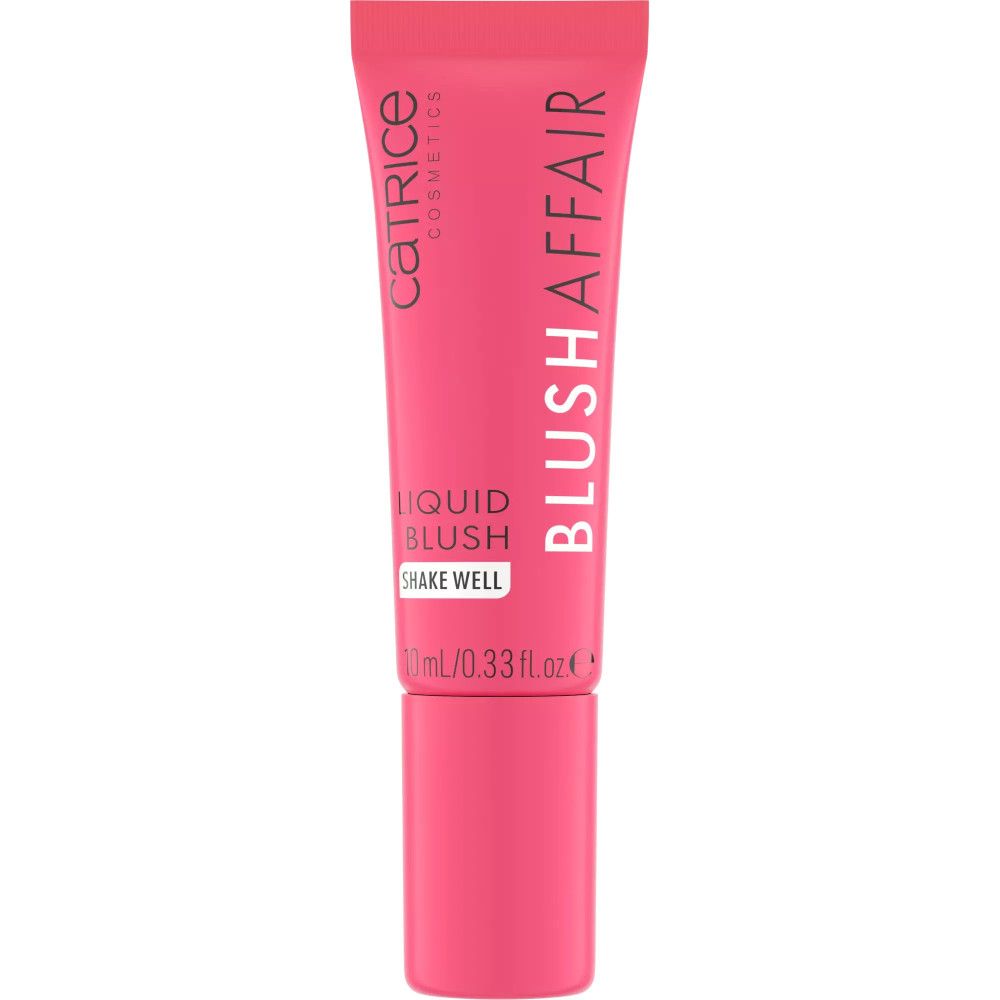 Rosa Tube mit Produktnamen und Schriftzug. Flüssiges Rouge für Wangen und Lippen. Shake Well. 10ml/0.33 fl.oz.