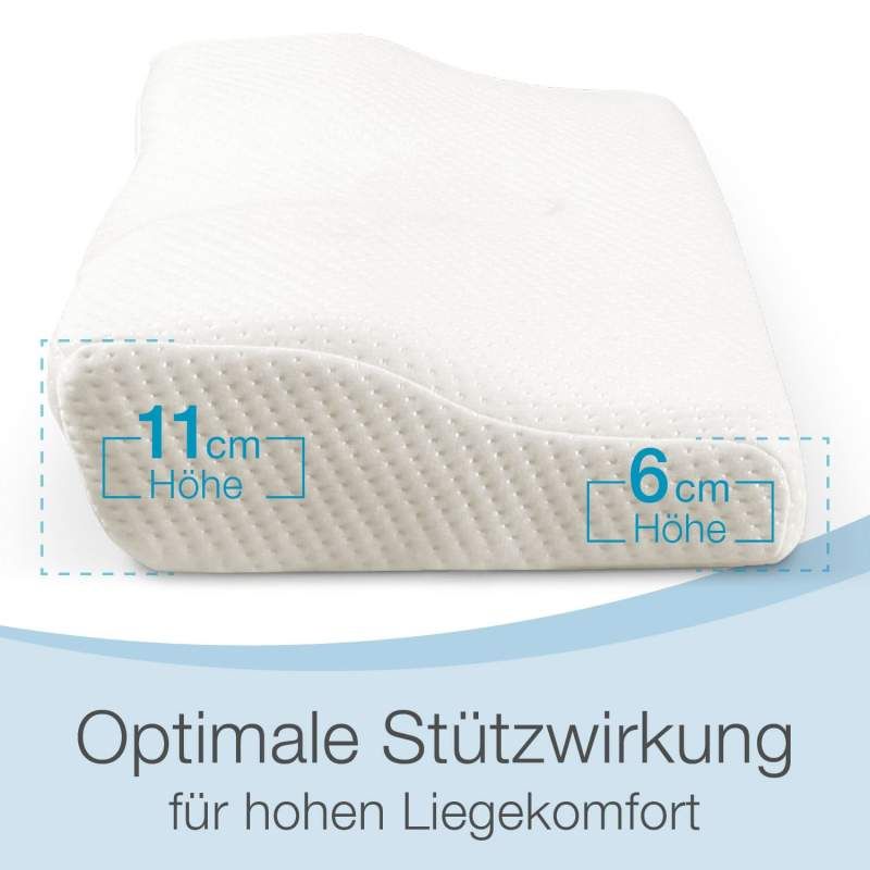 ELONEO Anti-Schnarch Kissen, 35x11x60cm, stabile Lage des Kopfes, Hausstauballergiker geeignet