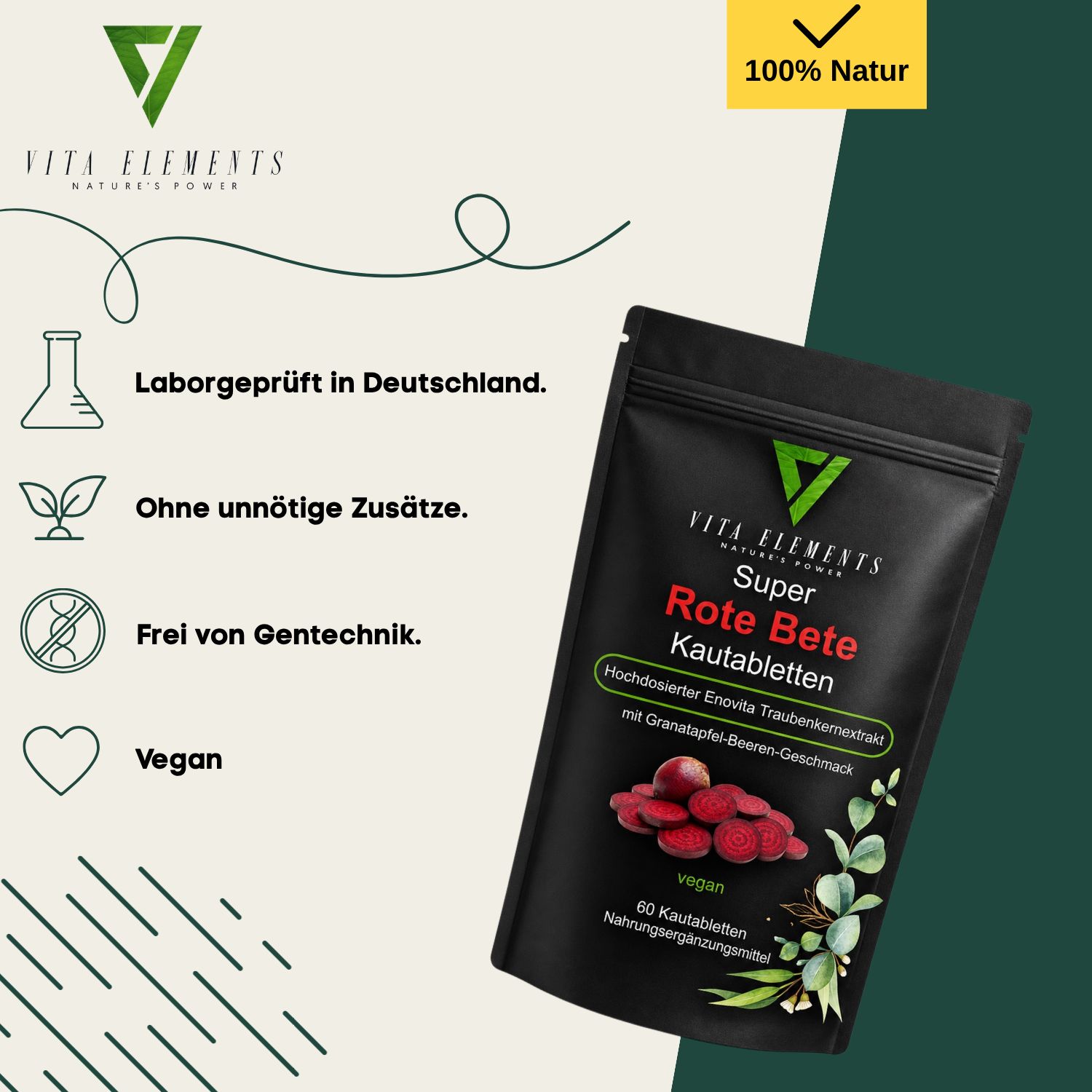 Vita Elements Rote-Bete Kautabletten