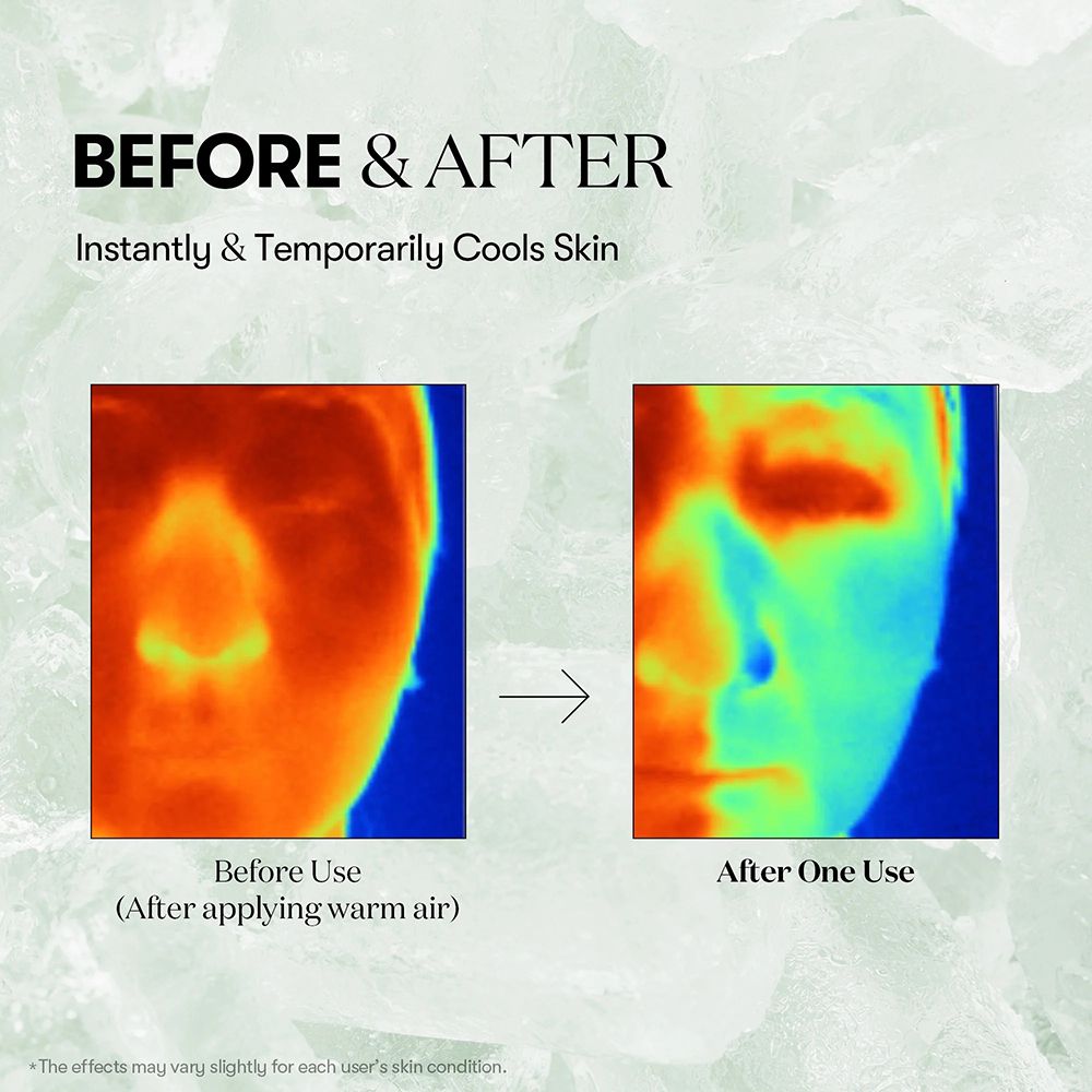 Thermografische Vorher-Nachher-Bilder eines Gesichts, die eine Kühlung zeigen.